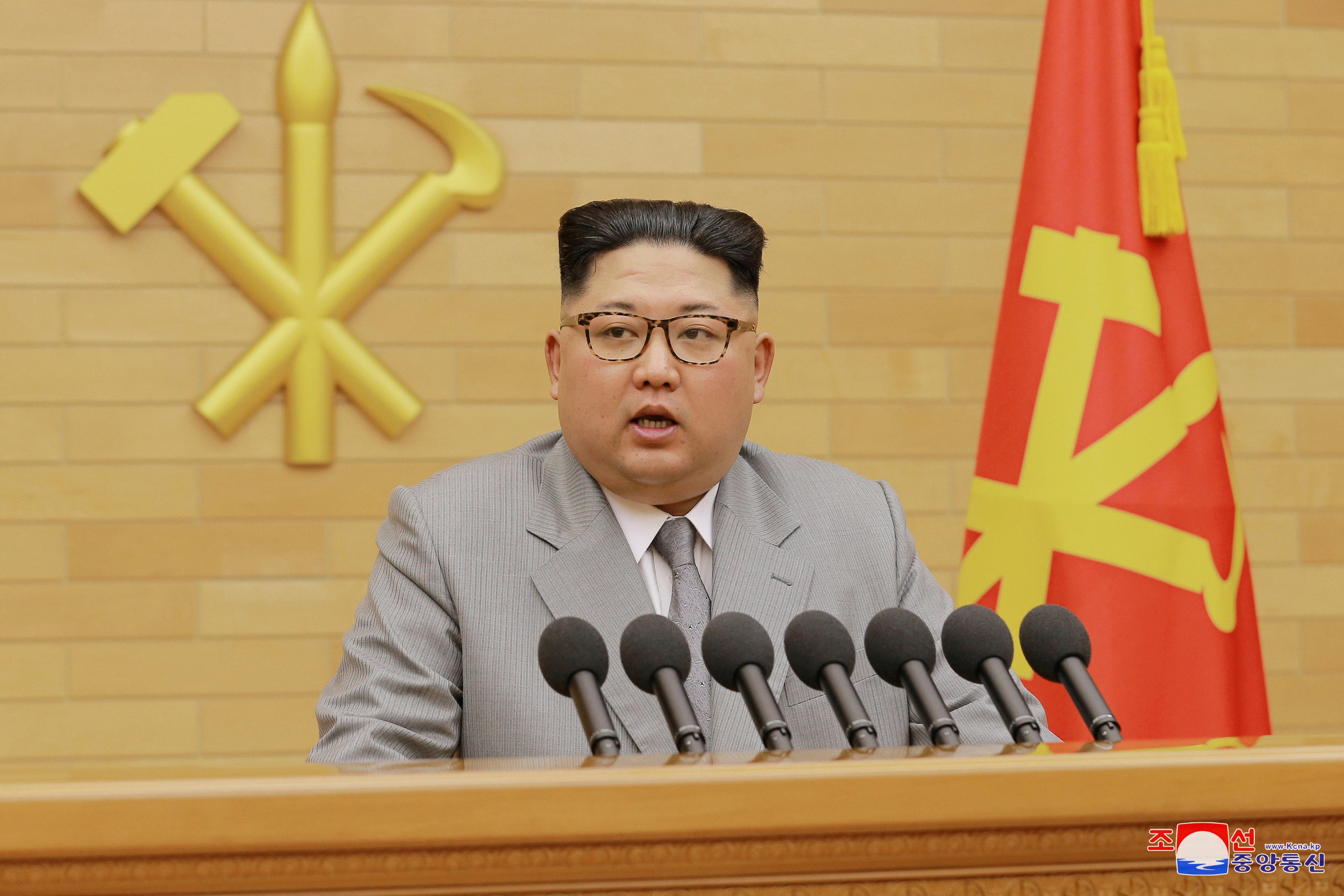 朝鮮領導人金正恩在新年賀詞中提及有意派代表團參與2月舉行的平昌冬季奧運，更祝福活動圓滿舉行。（路透社）