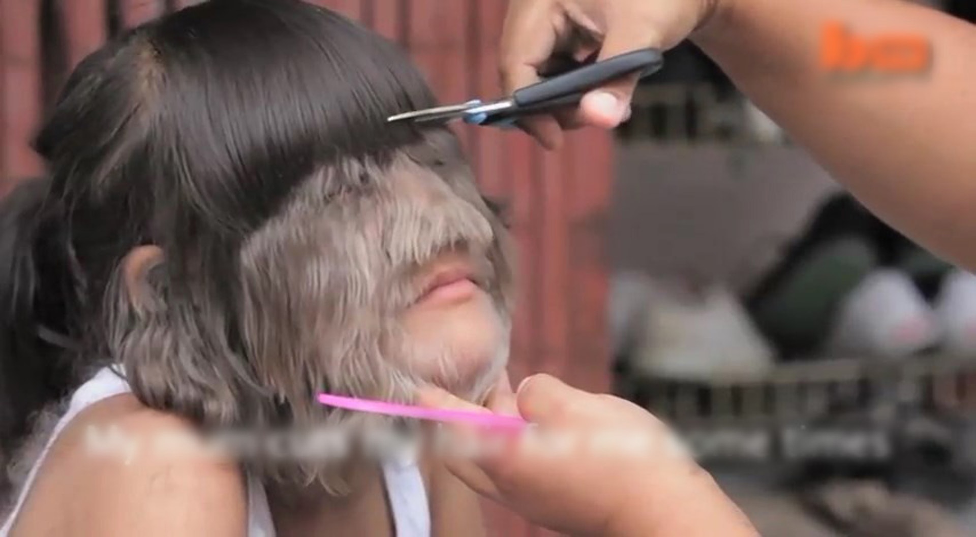 素素樊2010年獲健力士世界紀錄認證為「世上最多毛女孩」,不時由媽媽幫她修剪臉上毛髮。(Barcroft TV片段截圖) 素素樊2010年獲健力士世界紀錄認證為「世上最多毛女孩」,不時由媽媽幫她修剪臉上毛髮。(Barcroft TV片段截圖)