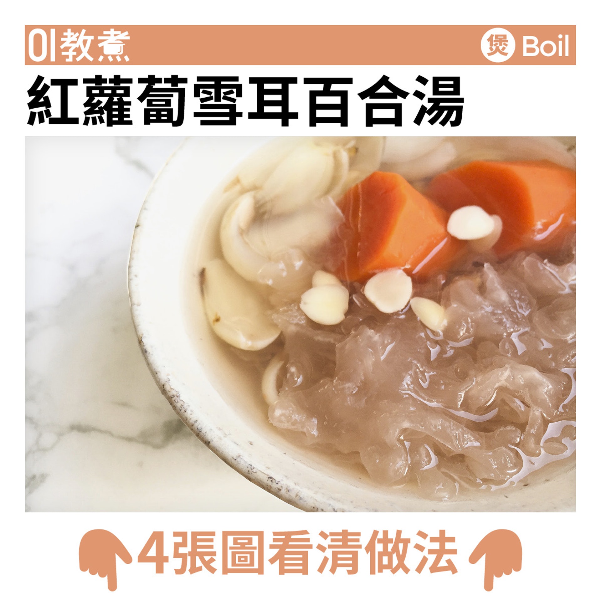 紅蘿蔔雪耳百合湯食譜 紅蘿蔔雪耳百合湯食譜