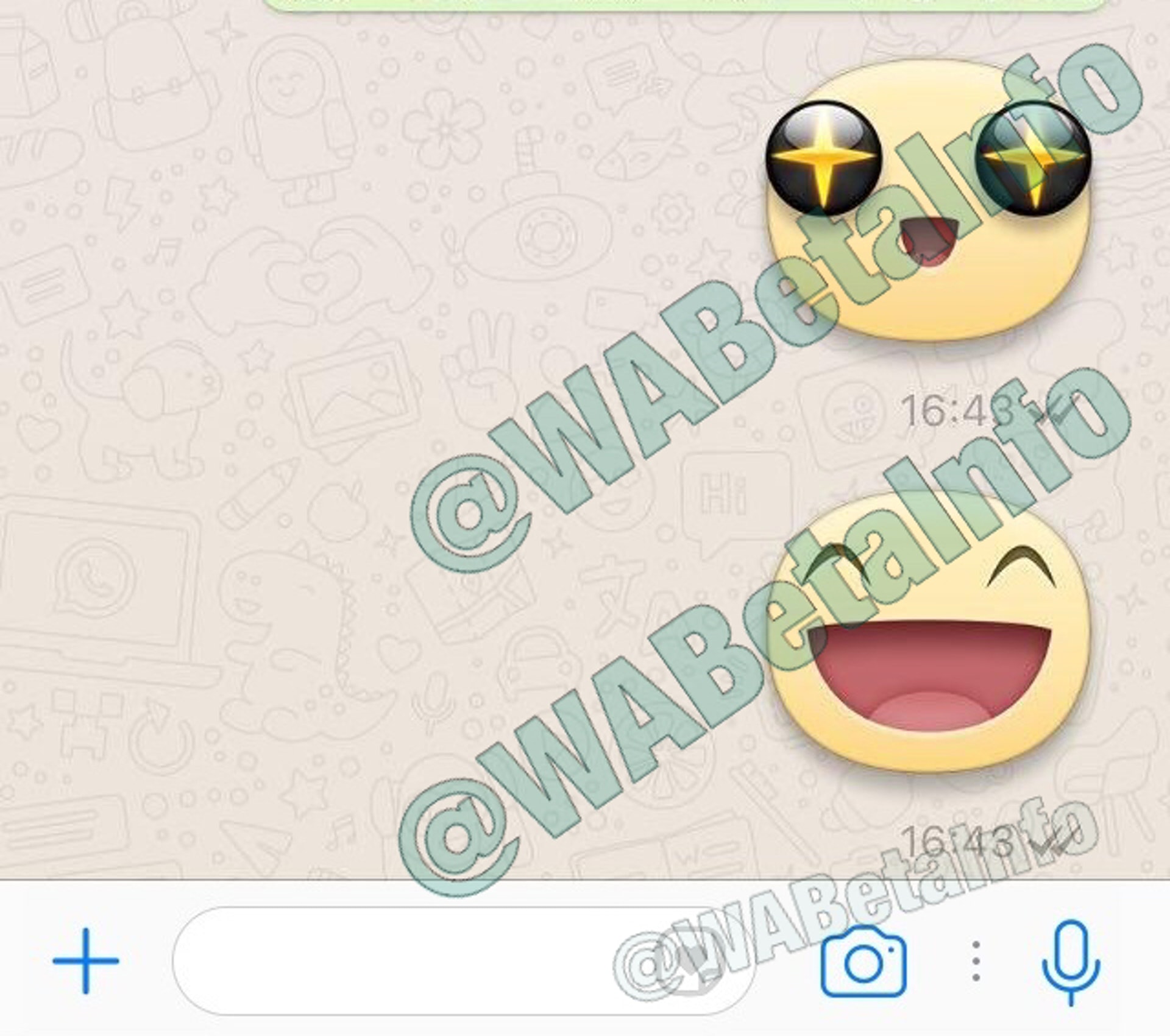 iOS的WhatsApp版同樣已經暗地加入貼圖功能,不過暫時只有最基本的哈哈笑。(wabetainfo.com) iOS的WhatsApp版同樣已經暗地加入貼圖功能,不過暫時只有最基本的哈哈笑。(wabetainfo.com)
