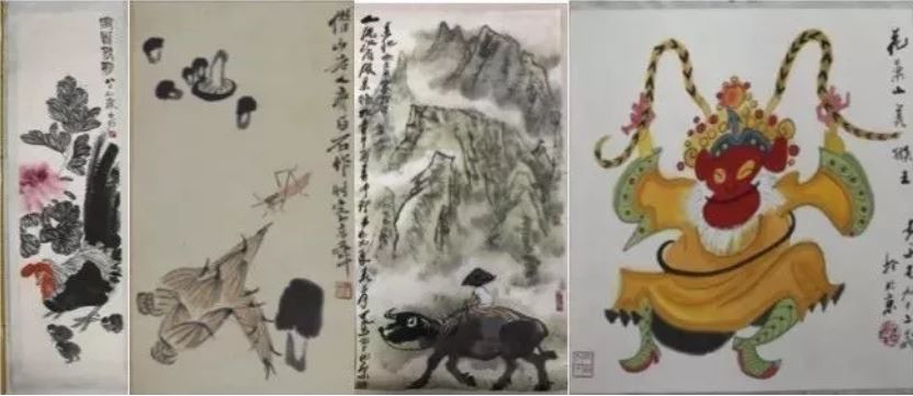 警方扣押的一部分字畫。（網上圖片）