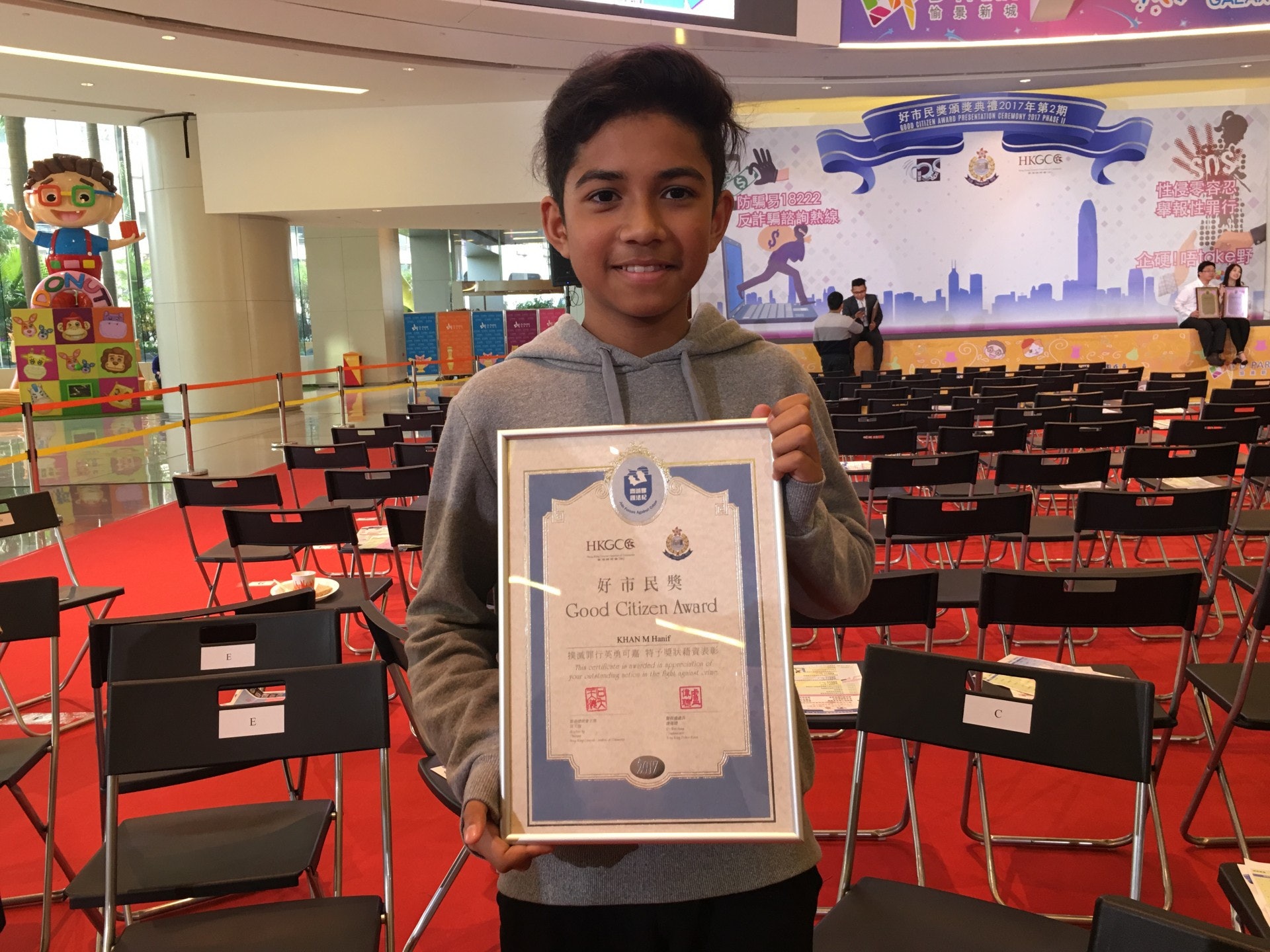 最年輕的得獎者是只有13歲的男學生Khan M Hanif。(鄭秋玲攝) 最年輕的得獎者是只有13歲的男學生Khan M Hanif。(鄭秋玲攝)
