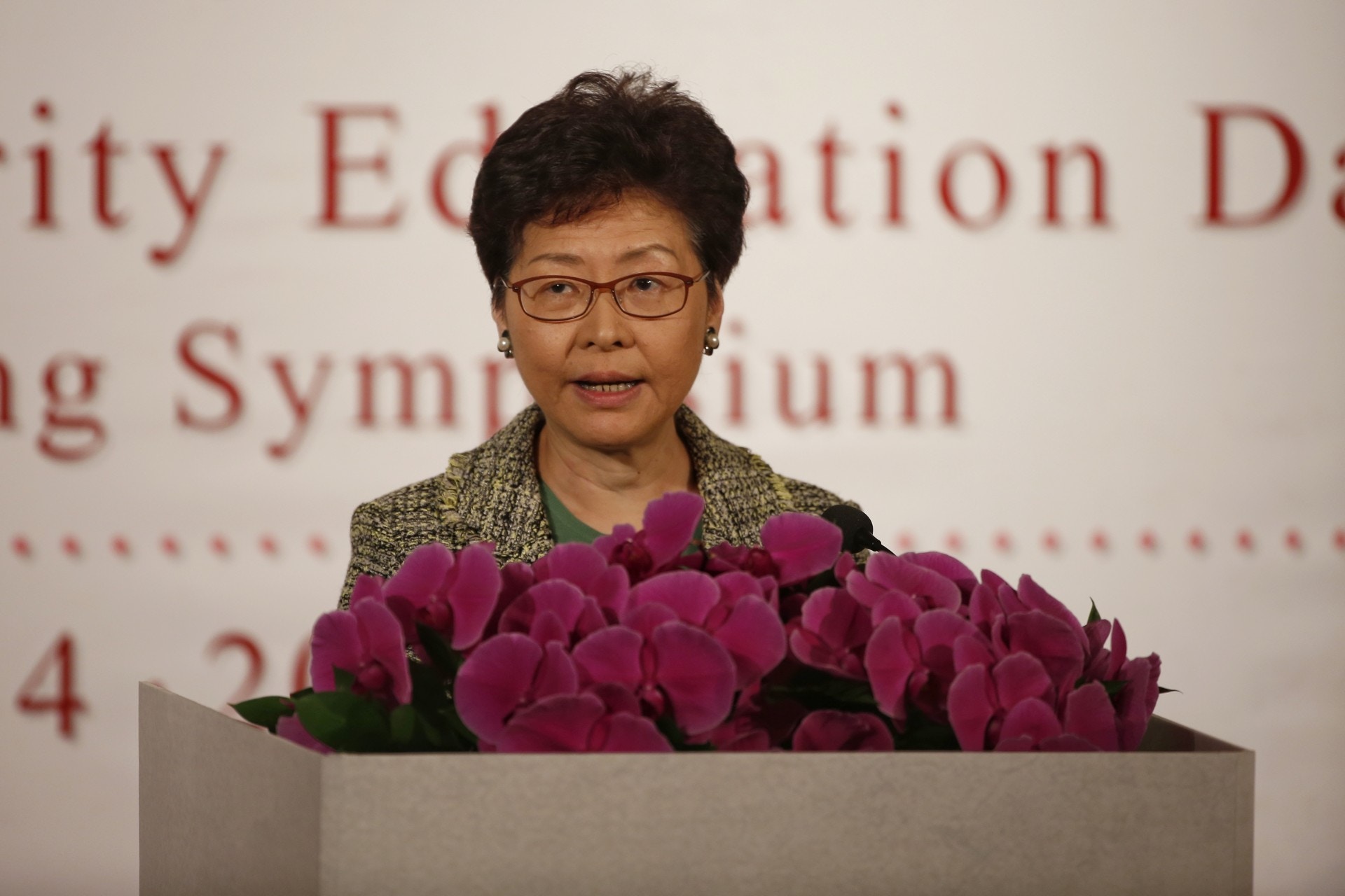 林鄭月娥指，港人普遍對國安的定義和了解模糊和薄弱，她認為當中有歷史原因，或因教育宣傳不足。（張浩維攝）