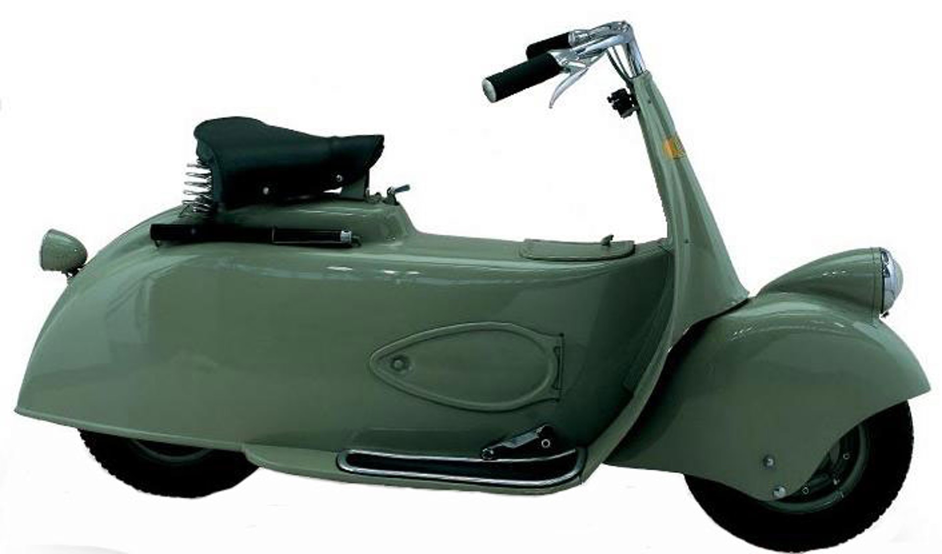 Vespa 98的前身Moto Piaggio 5,仍留有戰時軍用電單車的味道。(Vespa) Vespa 98的前身Moto Piaggio 5,仍留有戰時軍用電單車的味道。(Vespa)