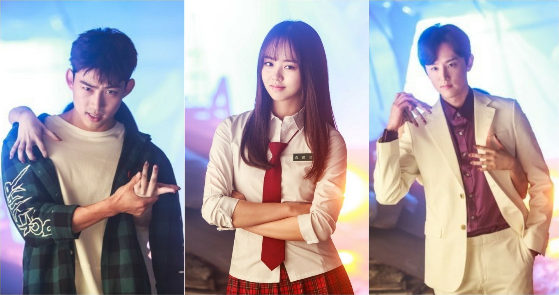 澤演(左起)、金所炫和權律拍攝海報,被「鬼手」從背後襲擊!(網上圖片) 澤演(左起)、金所炫和權律拍攝海報,被「鬼手」從背後襲擊!(網上圖片)
