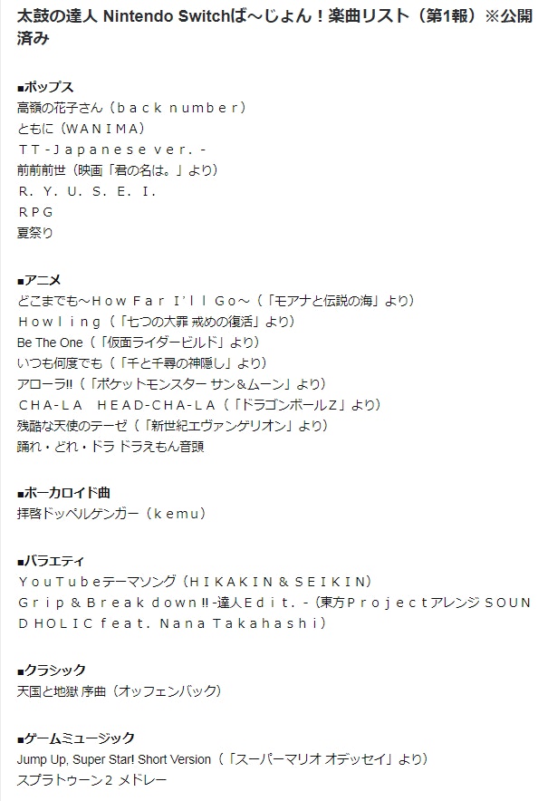 太鼓達人switch 歌單 Yamiletarsa