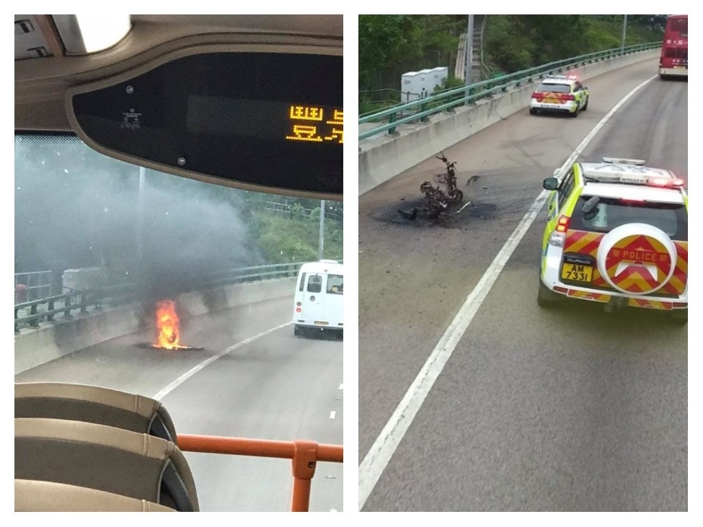 屯門公路電單車自焚　車主報警　目擊愛車成廢鐵