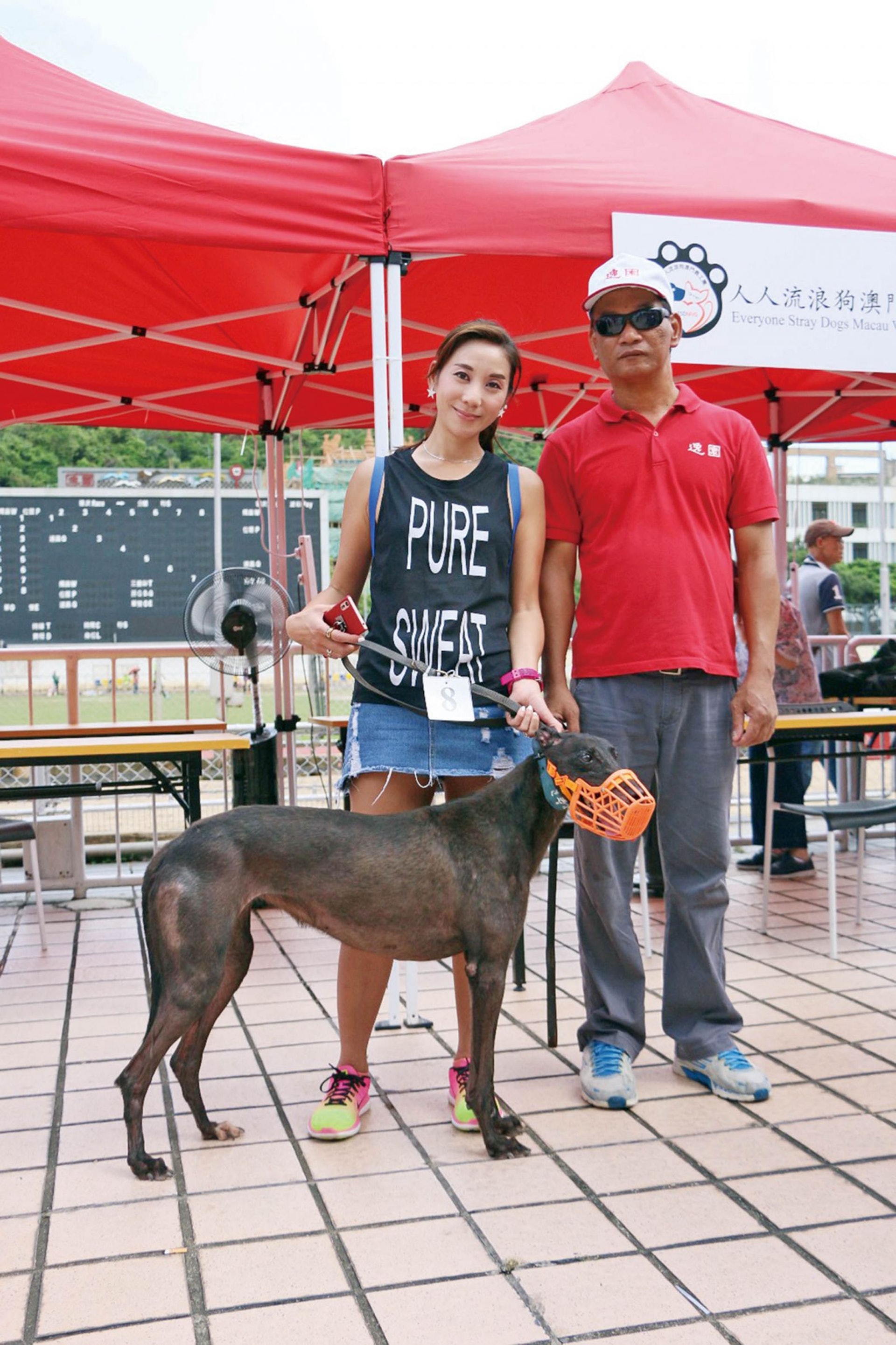 香港領養者Fiona於「退役格力犬領養同樂日」領養格力犬　（澳門力報）