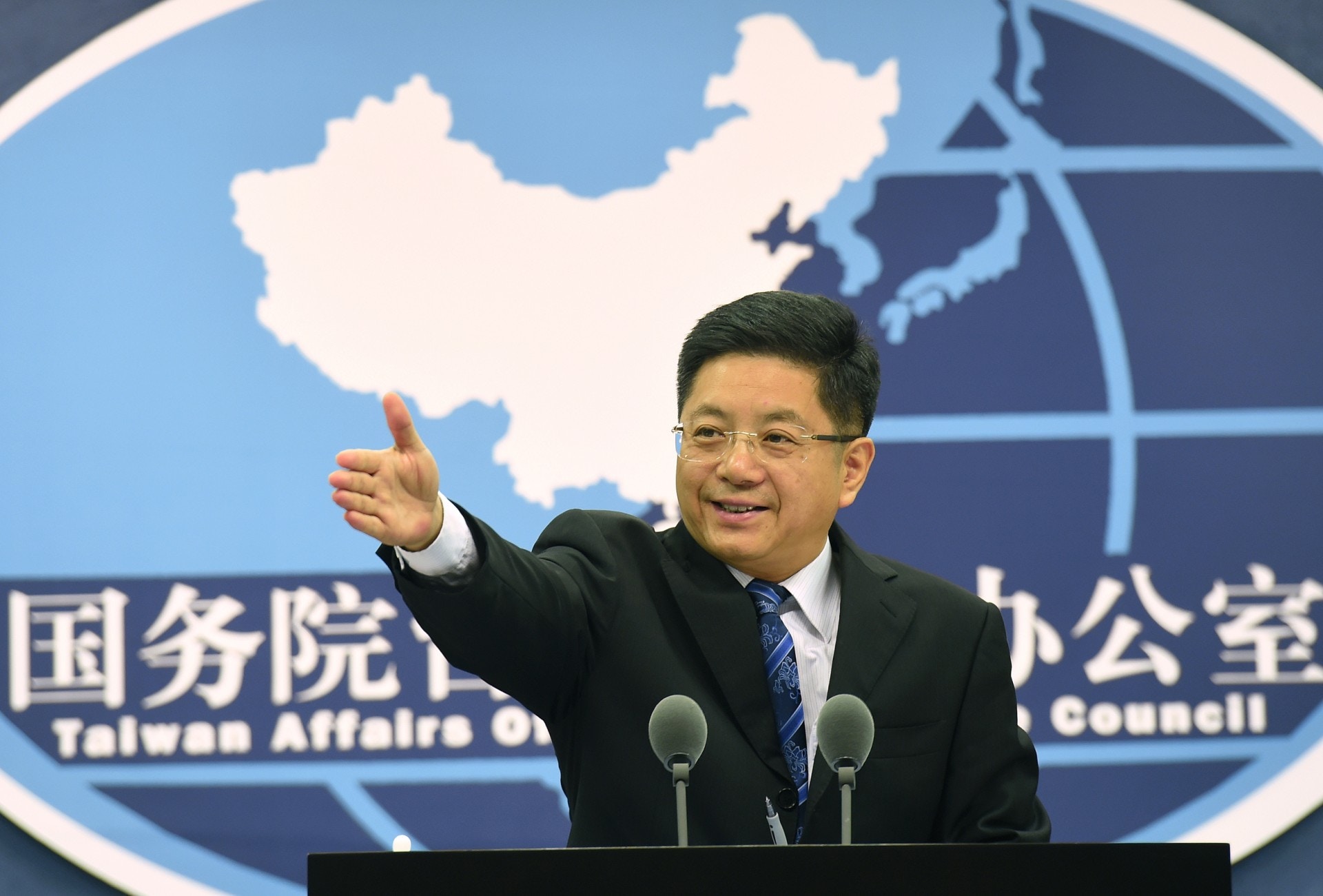 馬曉光於周三（27日）的國台辦例行記者會上表示，兩岸關係何去何從，「球在台灣當局手裡」。（視覺中國）