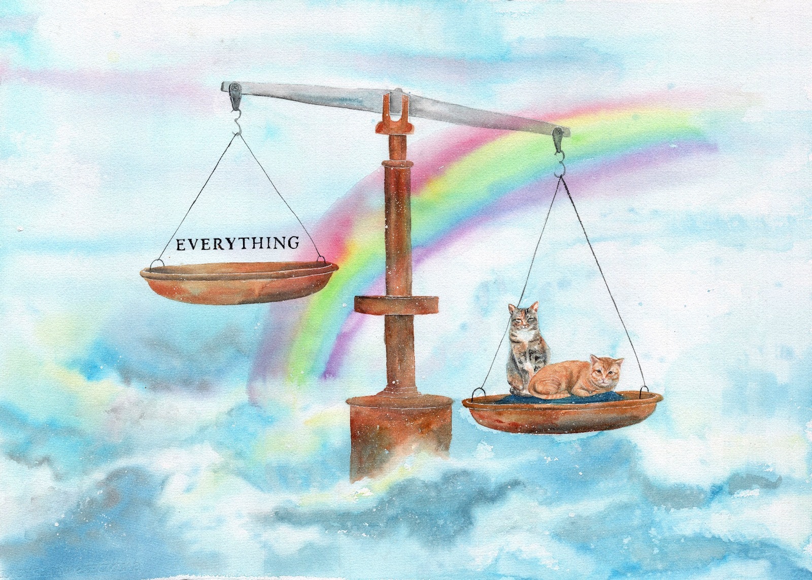 皮忠以麻妹和高高為題材的最新作品,寓意牠們的存在比一切都重要。﹙受訪者提供照片﹚ 皮忠以麻妹和高高為題材的最新作品,寓意牠們的存在比一切都重要。﹙受訪者提供照片﹚