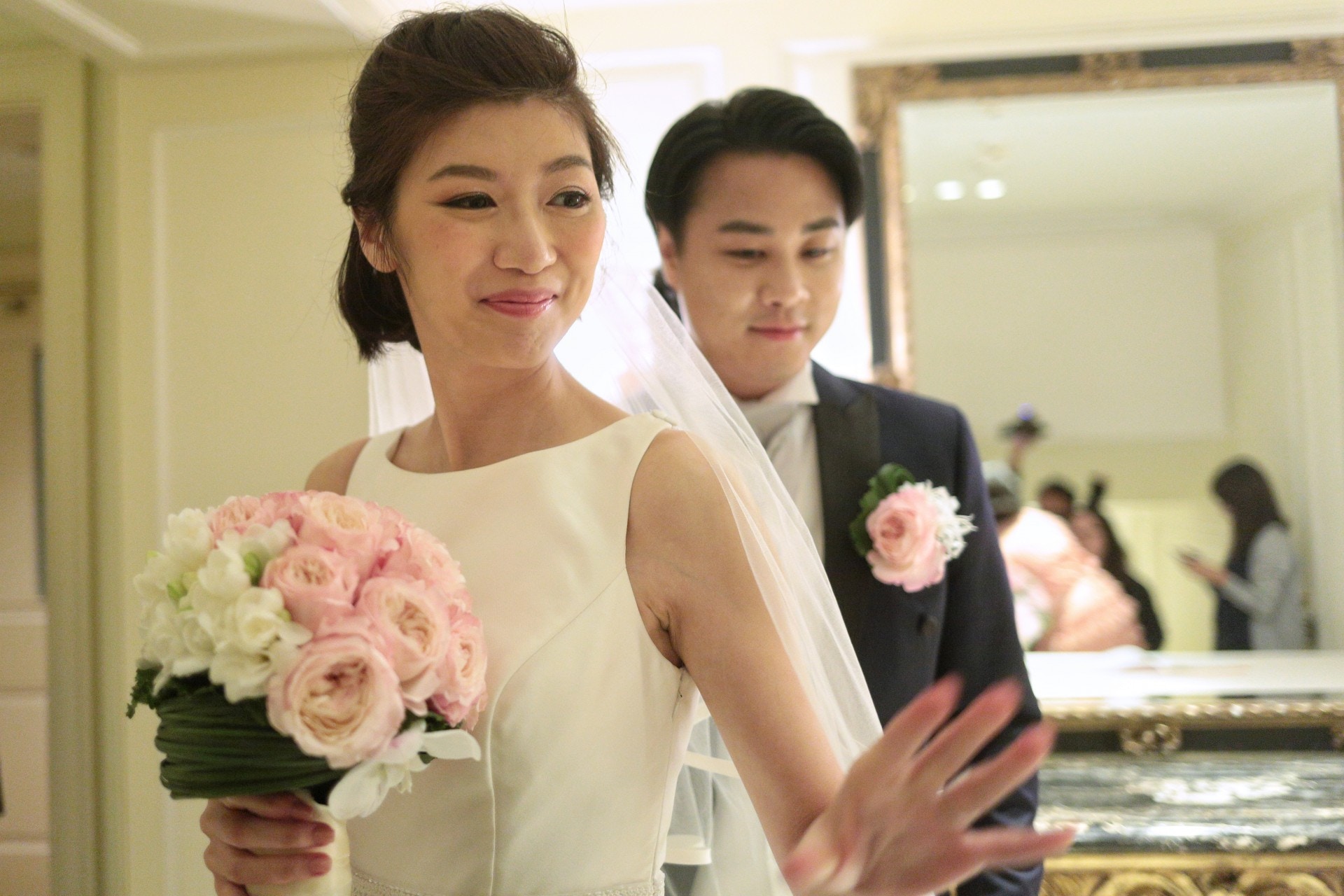 容海恩袁彌昌結婚。（羅君豪攝）