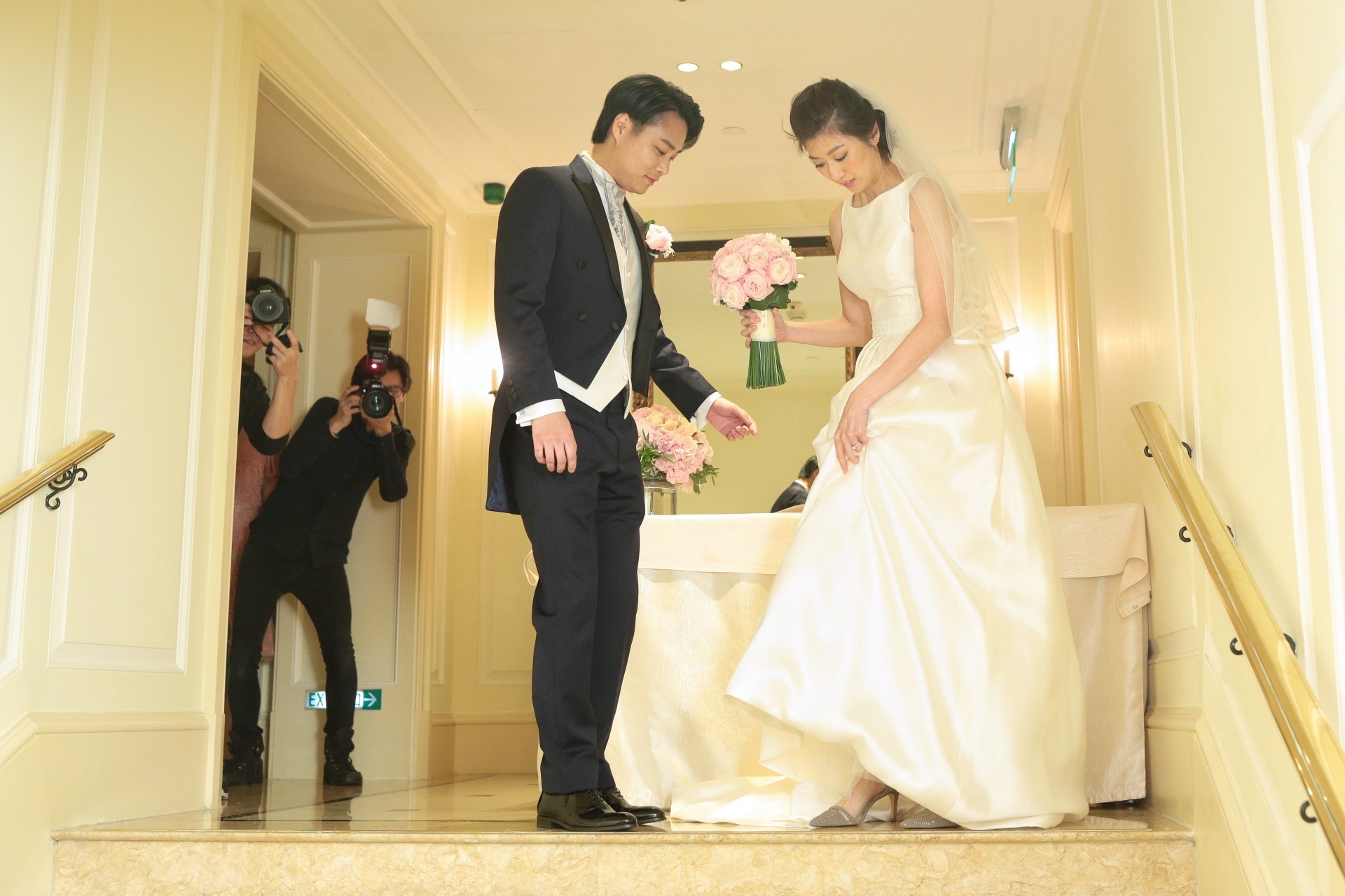 容海恩袁彌昌結婚。（羅君豪攝）