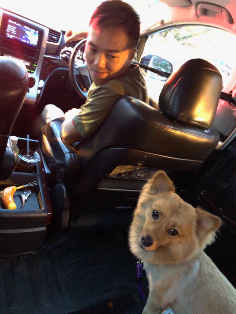 「薯餅」甫下飛機,Andy已急不及待帶牠回家。(受訪者提供) 「薯餅」甫下飛機,Andy已急不及待帶牠回家。(受訪者提供)