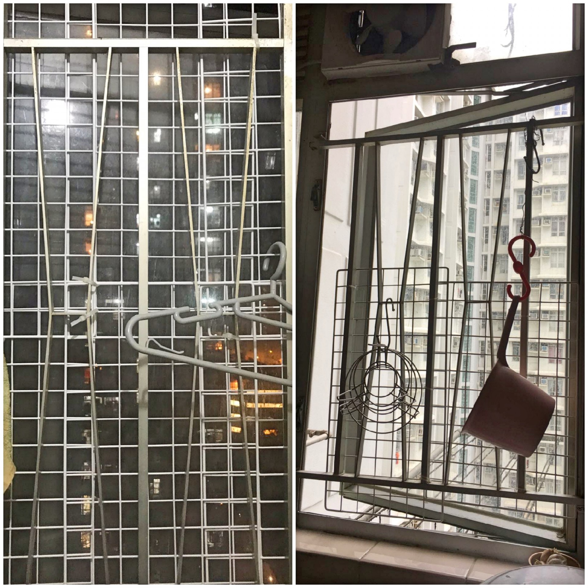 左為年初時女大生家中的窗網;右為上月底女大生家中廚房的窗網,明顯已拆除大半。(受訪者提供) 左為年初時女大生家中的窗網;右為上月底女大生家中廚房的窗網,明顯已拆除大半。(受訪者提供)