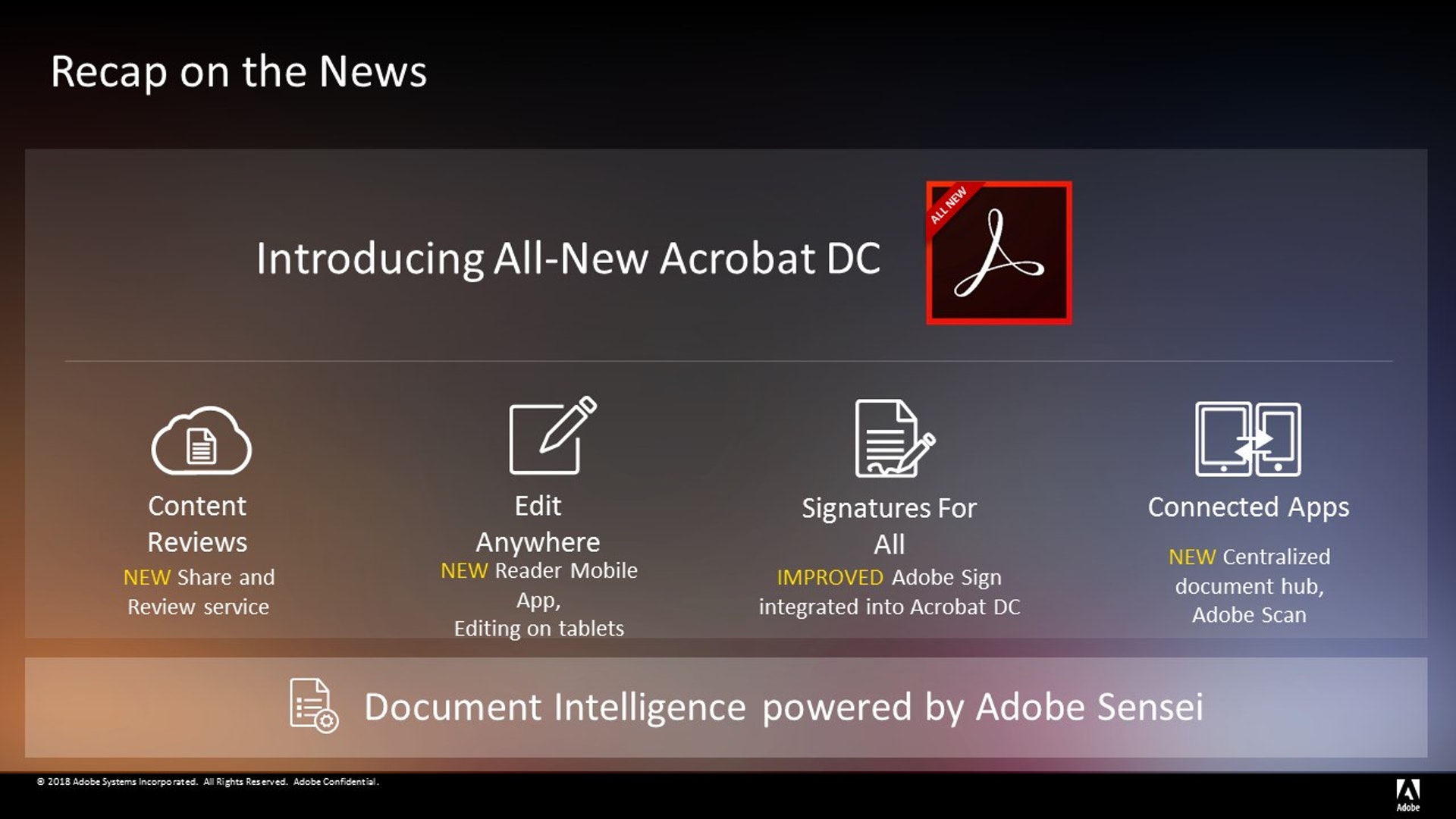 Adobe在香港時間今日(3日)凌晨零時,宣布推出全新版本「Acrobat DC」,在文件分享、編輯功能、簽署功能及手機應用程式四方面均有新功能。(Adobe提供) Adobe在香港時間今日(3日)凌晨零時,宣布推出全新版本「Acrobat DC」,在文件分享、編輯功能、簽署功能及手機應用程式四方面均有新功能。(Adobe提供)