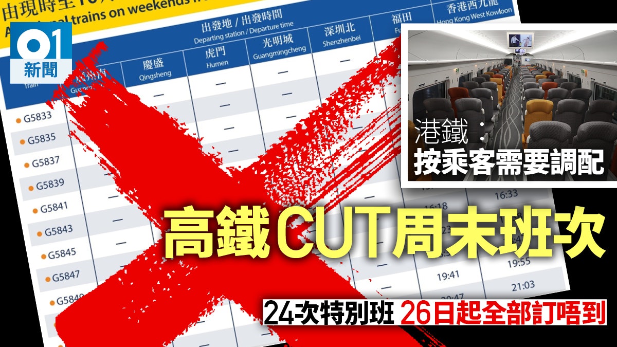 【高鐵通車】乘客不似預期 港鐵即斬纜 「殺」福田周末特別班次 【高鐵通車】乘客不似預期 港鐵即斬纜 「殺」福田周末特別班次