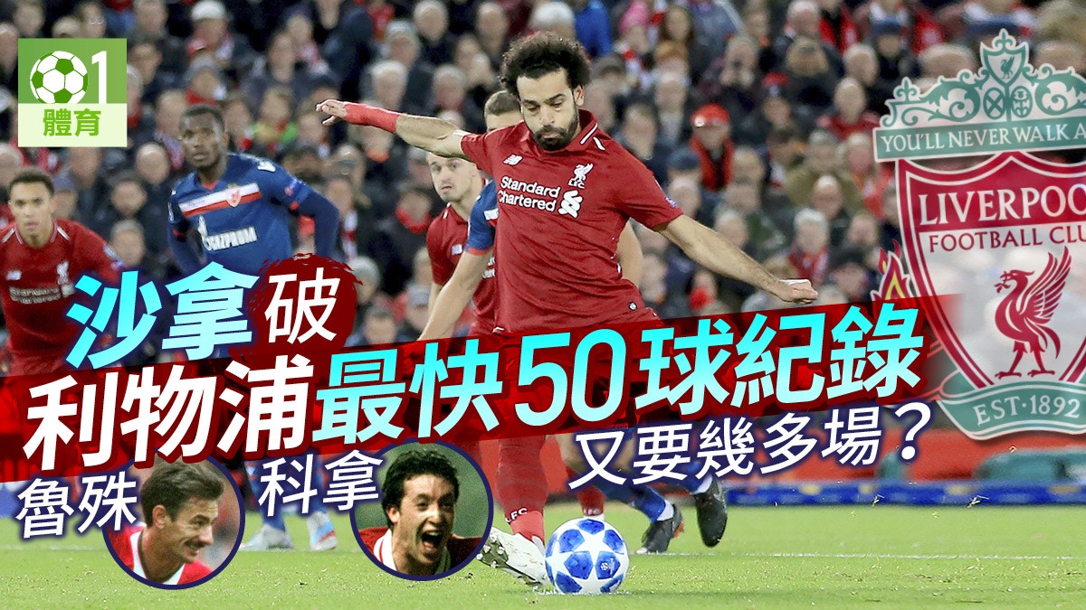 【英超】沙拿又創新紀錄　回看利物浦10位最快攻入50球射手