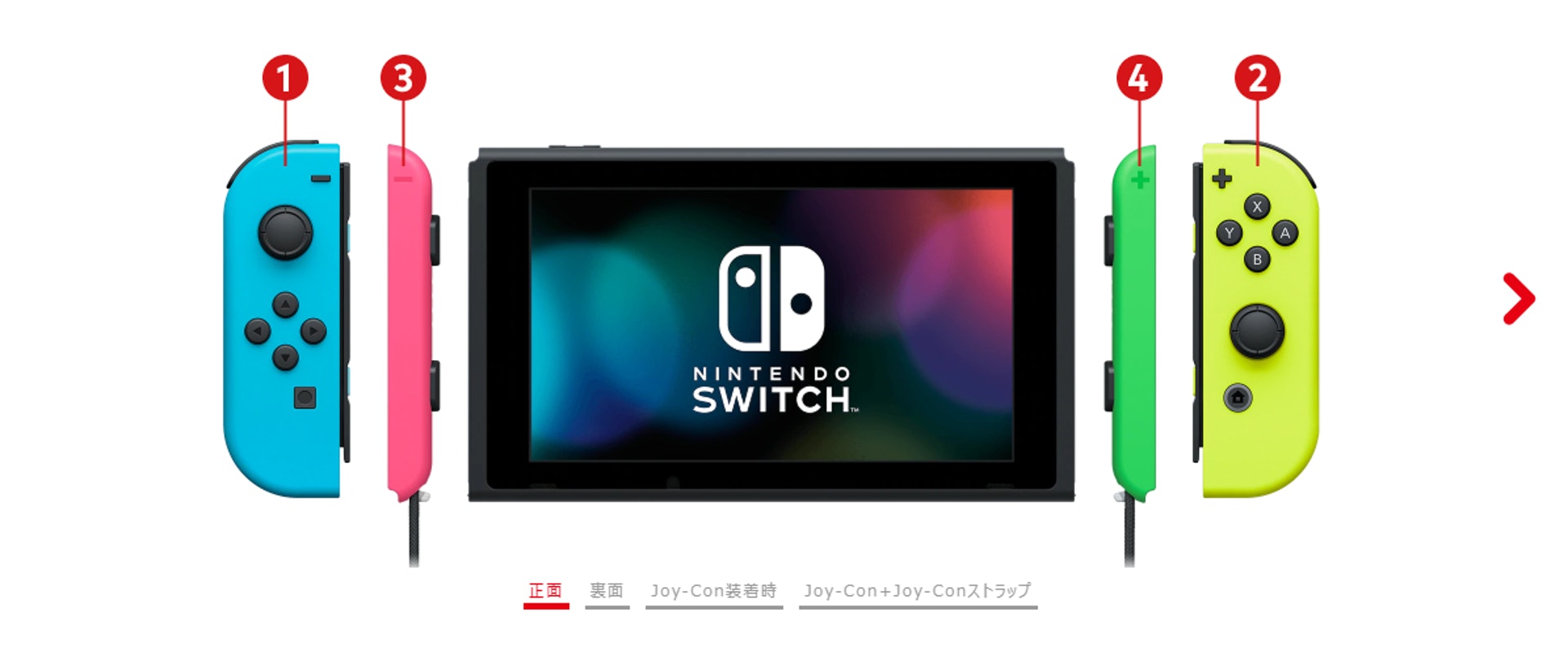 玩家可以為 Switch 自由配色（Nintendo 官網截圖）