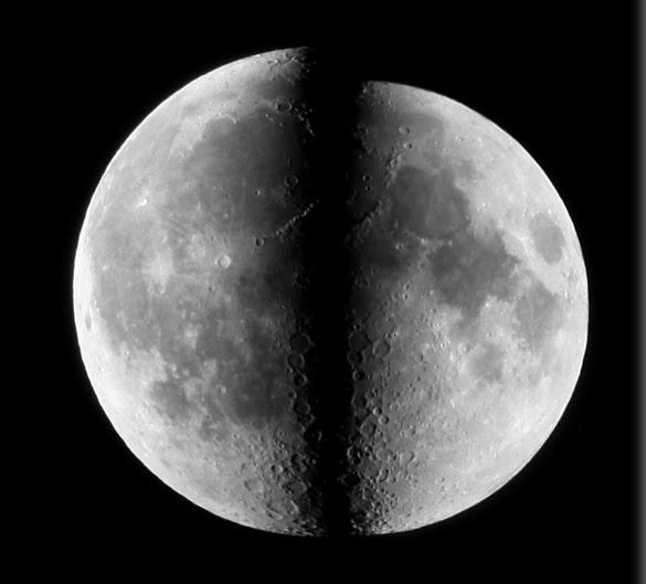 超級月亮看上去比平時月亮大。(合成圖片/太空館)