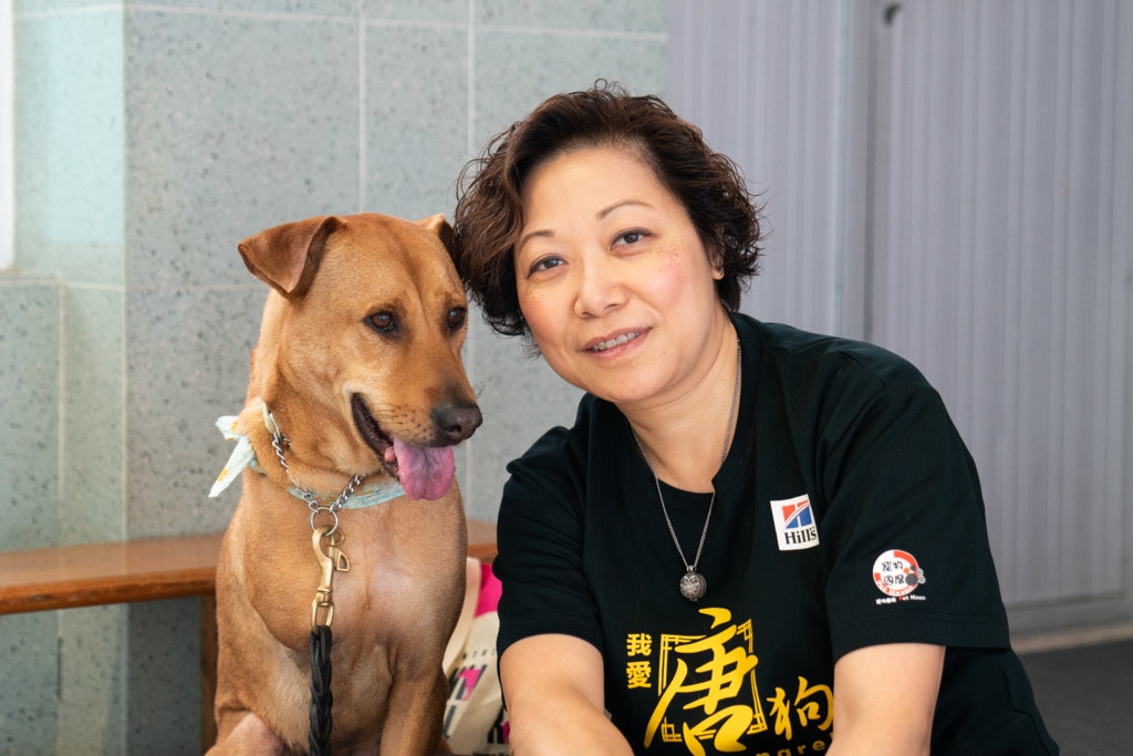 唐狗會創辦人顏綺苓帶治療犬「的士黃」探訪過隱青和獨居長者，希望能與狗狗一起貢獻社會。（吳鍾坤攝）