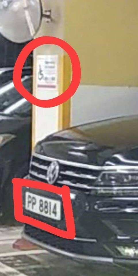 疑有沙田區議員亂泊傷殘車位。（「馬鞍山之友」fb專頁圖片）