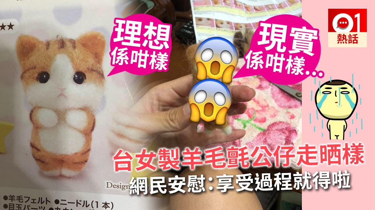 台女3小時製羊毛氈公仔成品無眼睇 網民 長歪了 壞掉了