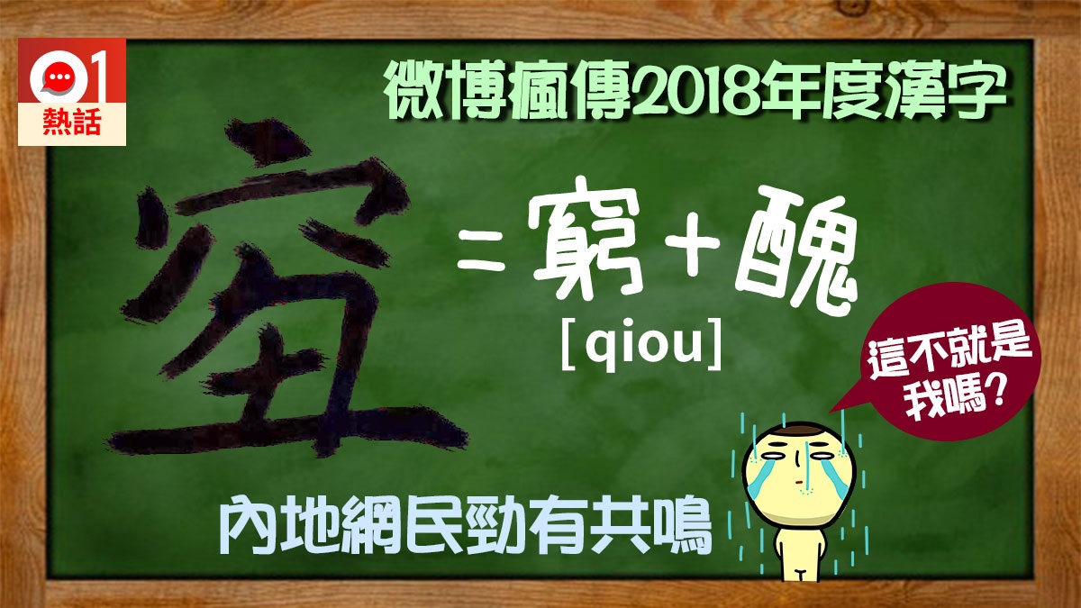 18年度漢字 微博瘋傳自創字 窮 醜 網民 根本在說我