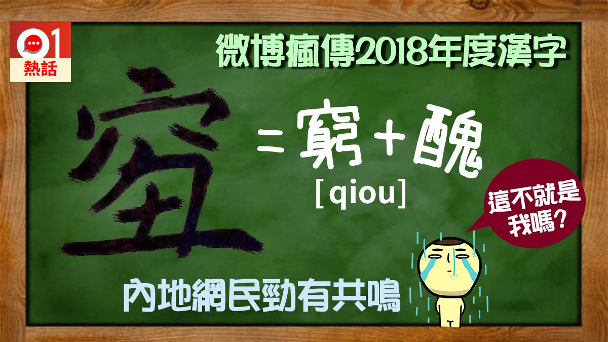 18年度漢字 微博瘋傳自創字 窮 醜 網民 根本在說我 18年度漢字 微博瘋傳自創字 窮 醜 網民 根本在說我