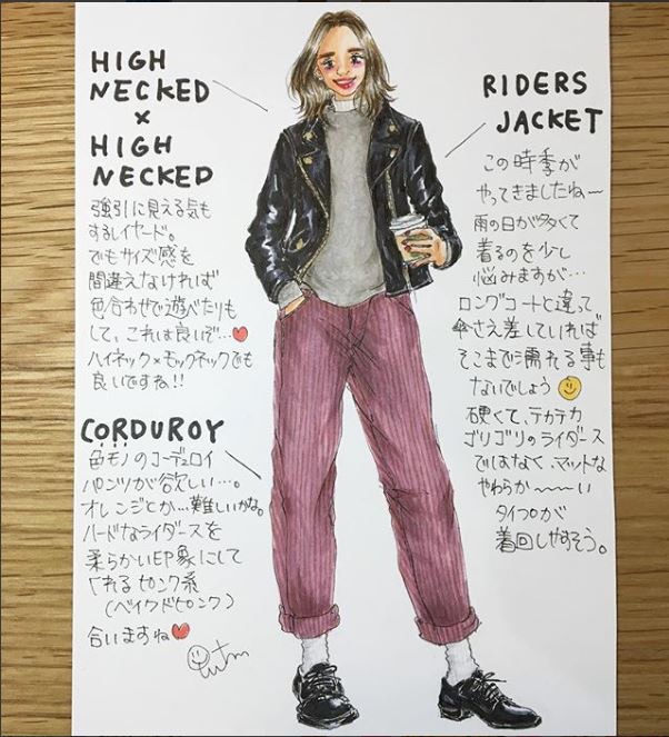在衛衣或毛衣內多添一件高領上衣，增加層次感又能保暖。（Instagram: iwatamai）