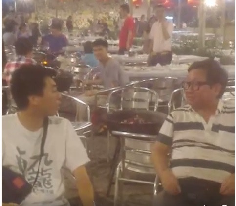 高達斌出席「恥笑陳澤滔BBQ 大會」，期間與陳澤滔「論政」。(網上截圖)