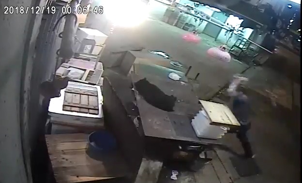 旺仔原本在睡覺,男子持球想趨近。(影片截圖) 旺仔原本在睡覺,男子持球想趨近。(影片截圖)