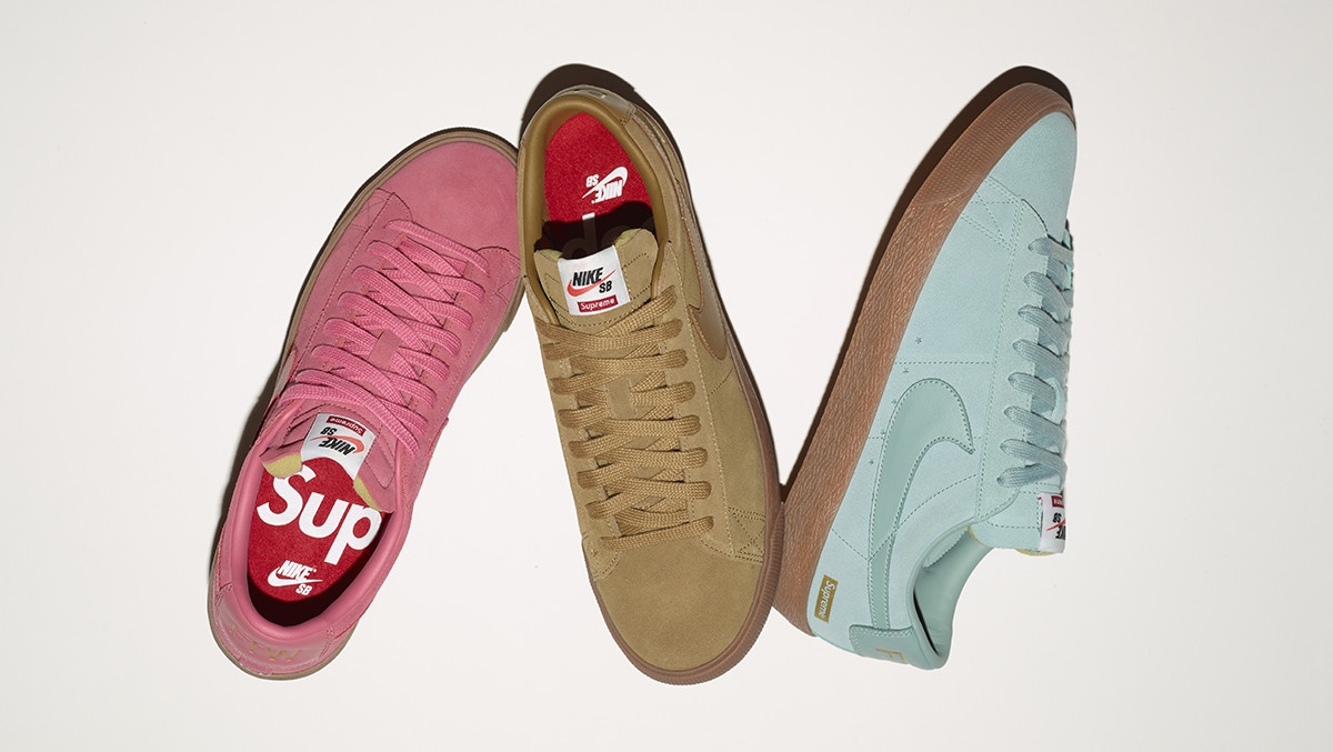 Nike SB x Supreme以Blazer Low GT鞋款示人。（網上圖片）