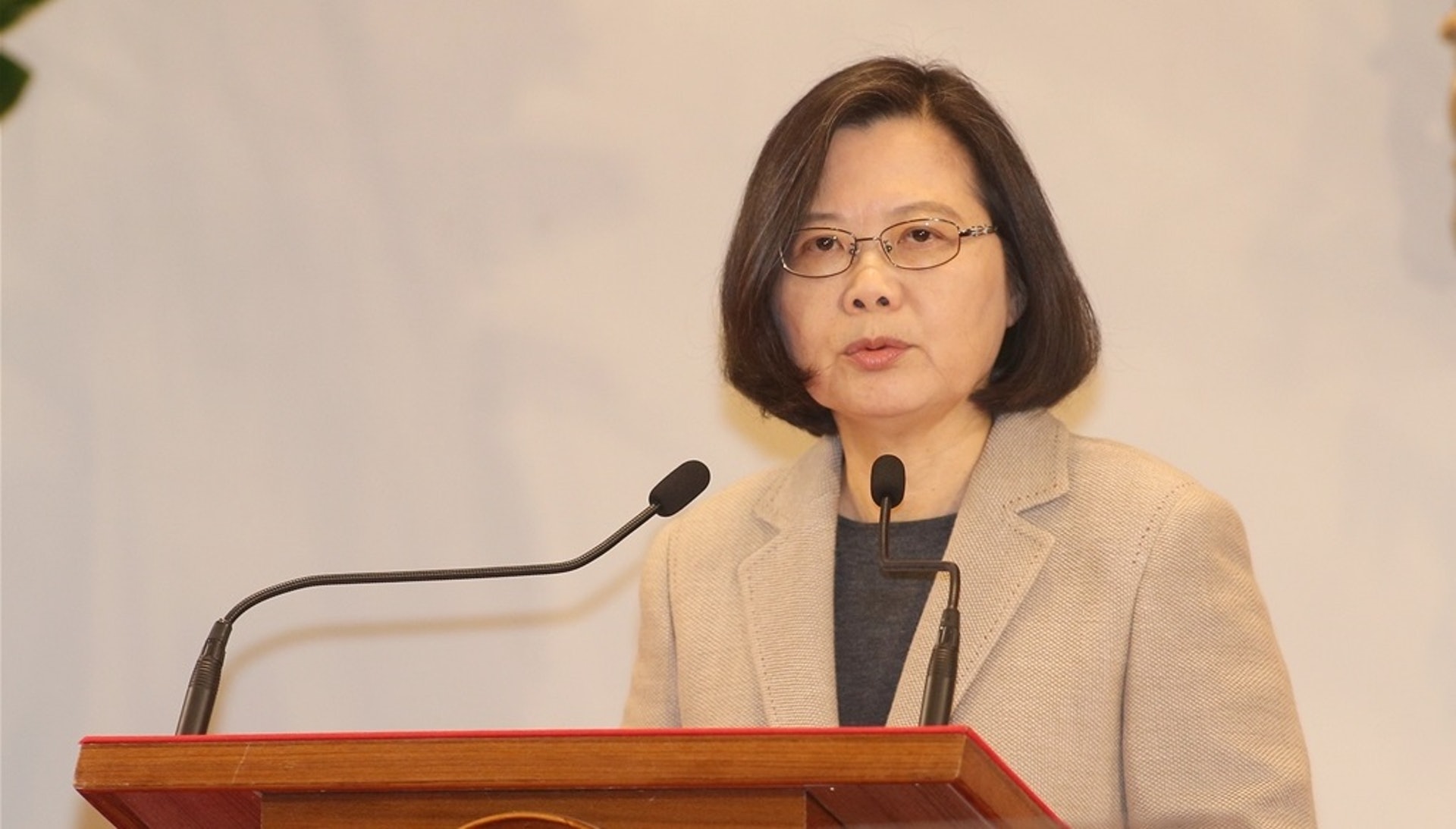 蔡英文發表「2019新年談話」時稱,兩岸在豬瘟疫情防治上都無法合作,「哪來的兩岸一家親?」(中央社) 蔡英文發表「2019新年談話」時稱,兩岸在豬瘟疫情防治上都無法合作,「哪來的兩岸一家親?」(中央社)