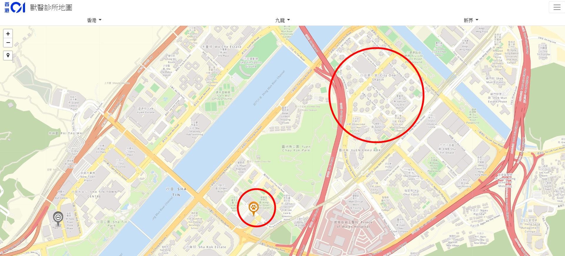 【Step 3】放大地圖以便找出更準確位置,同時找到附近其他獸醫診所所在位置。 【Step 3】放大地圖以便找出更準確位置,同時找到附近其他獸醫診所所在位置。