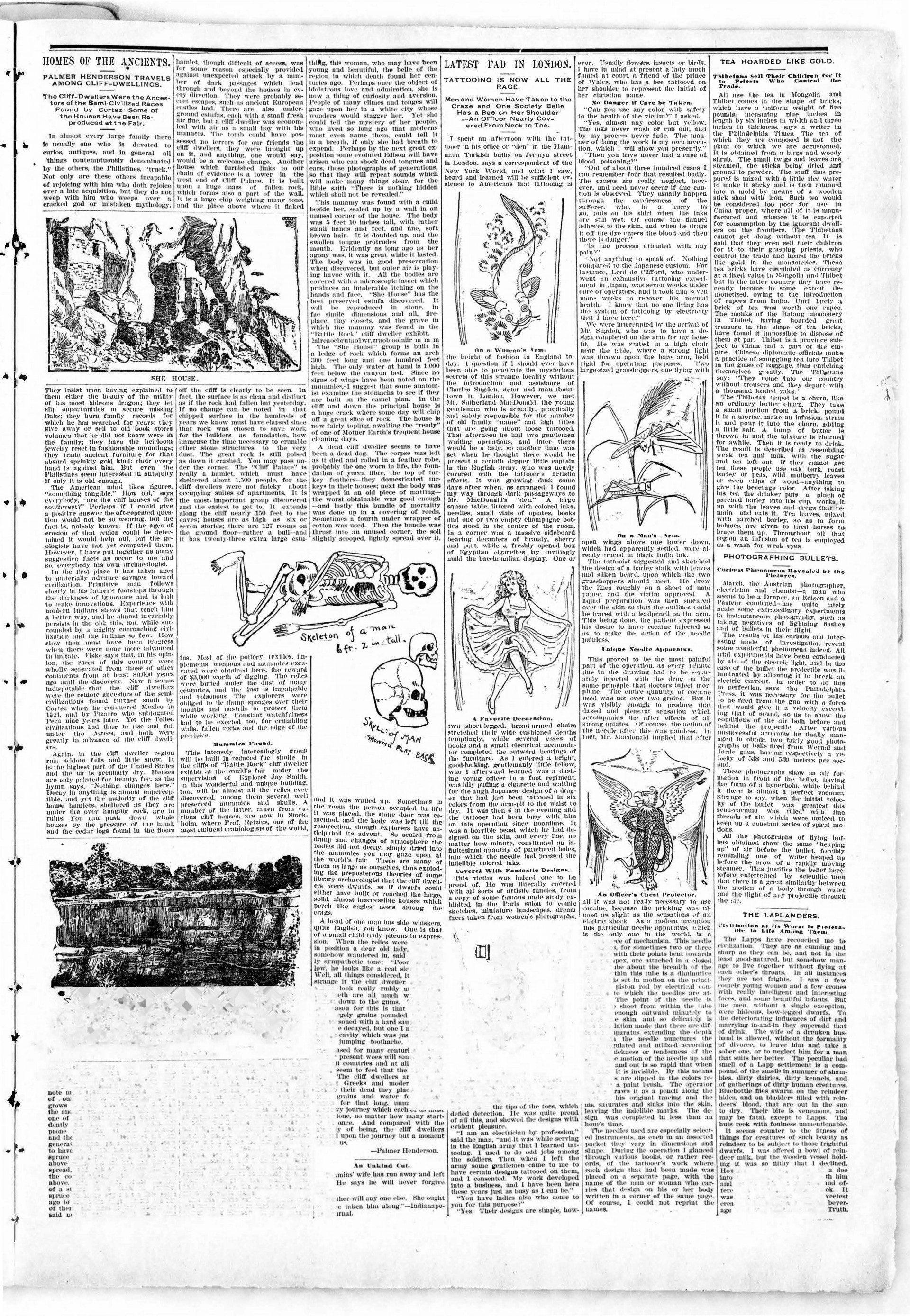 一位美國記者於1893年對英國紋身藝術家SUTHERLAND MACDONALD進行了訪問,並在報導中展示了紋身的不同樣式。 高雄刺青、刺青、高雄刺青店、高雄刺青推薦、高雄刺青改圖、高雄紋身