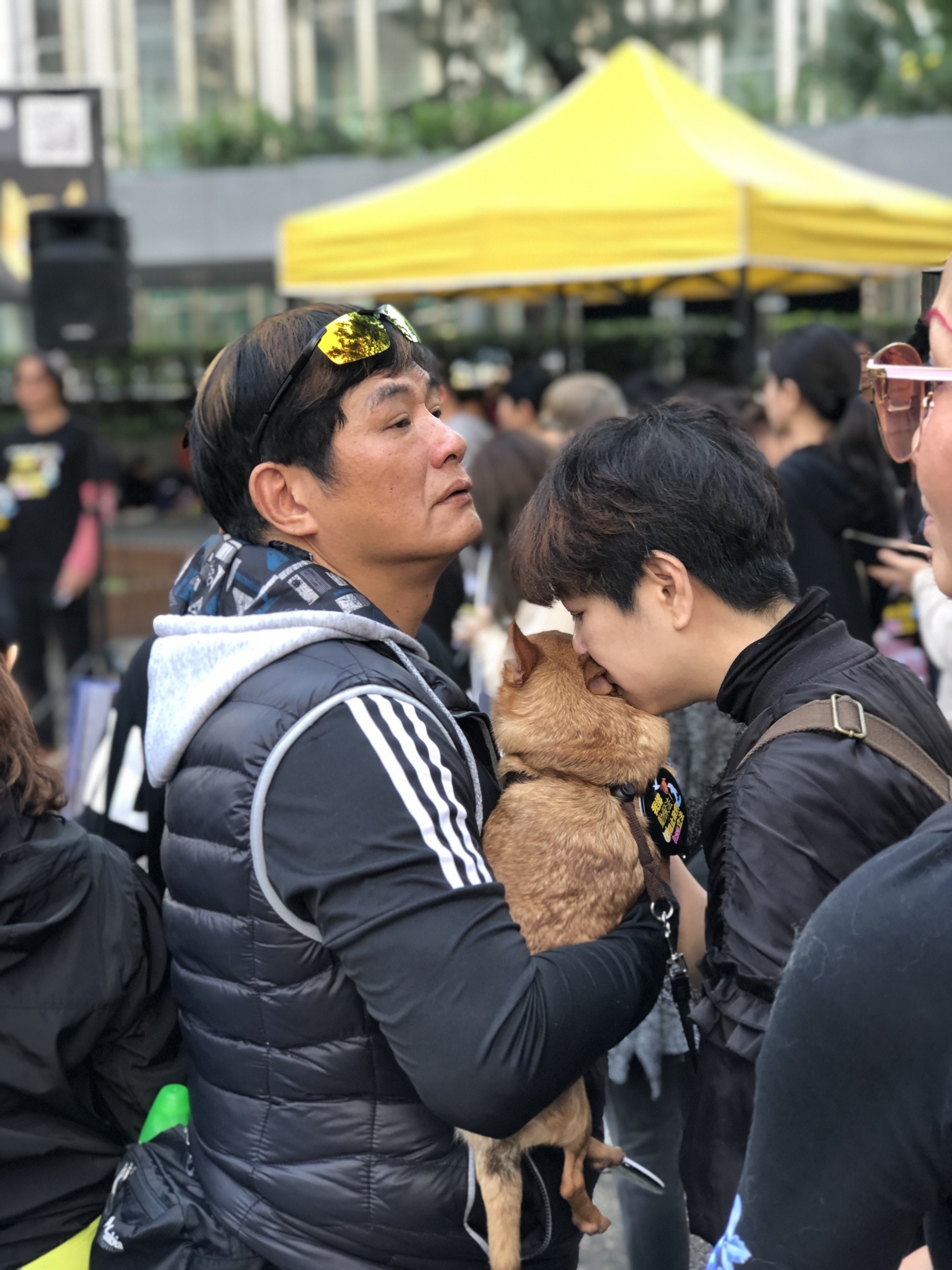 部份主人更帶同愛寵一同參與遊行。(鄧偉傑攝) 部份主人更帶同愛寵一同參與遊行。(鄧偉傑攝)