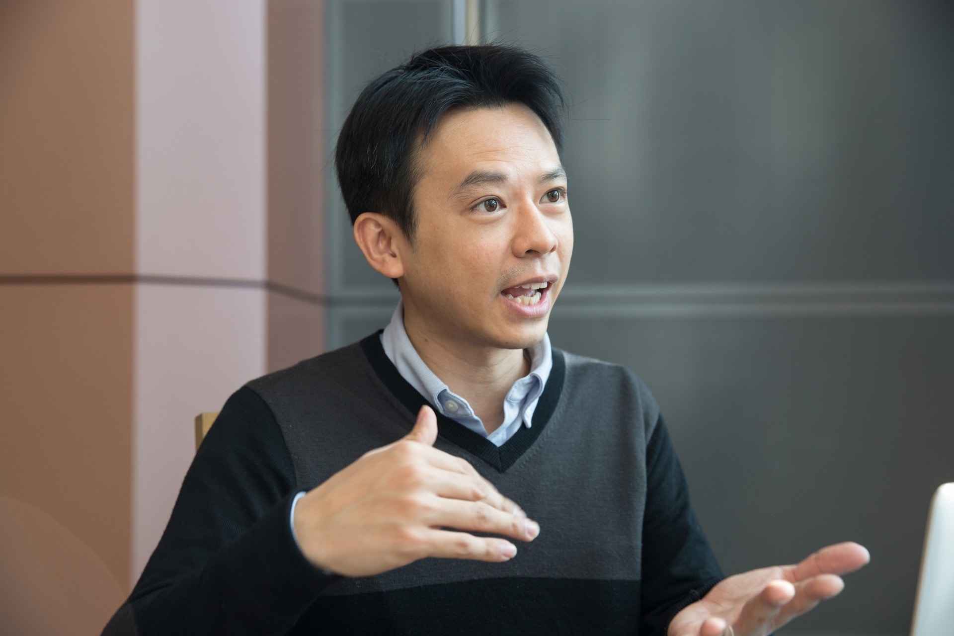 Kurt從中大物理出身，卻選擇創業，現在希望透過龍珠展，創出自己品牌。（林若勤攝）