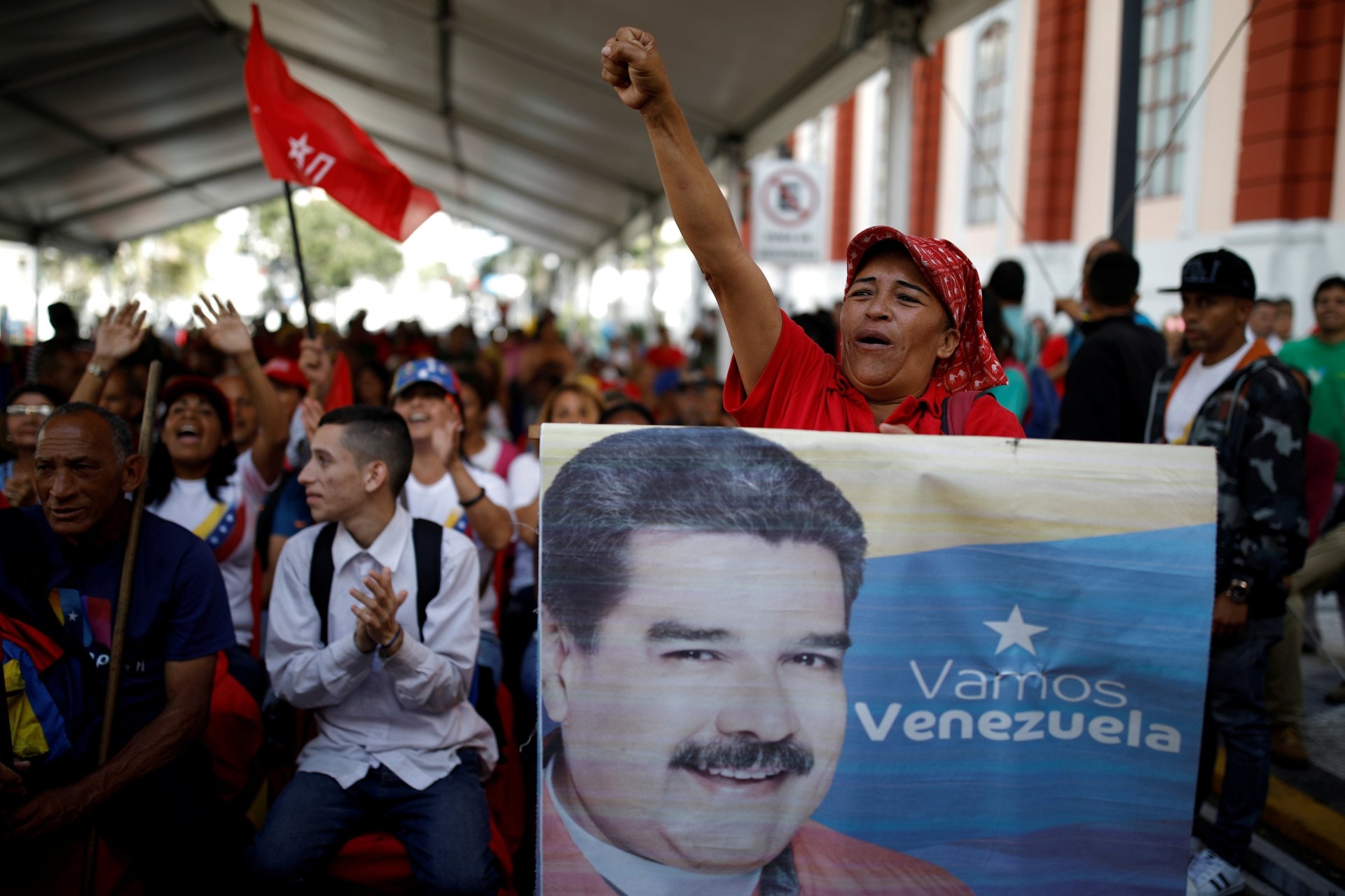 除軍方外，委內瑞拉國內亦有一批馬杜羅的支持者。（路透社）