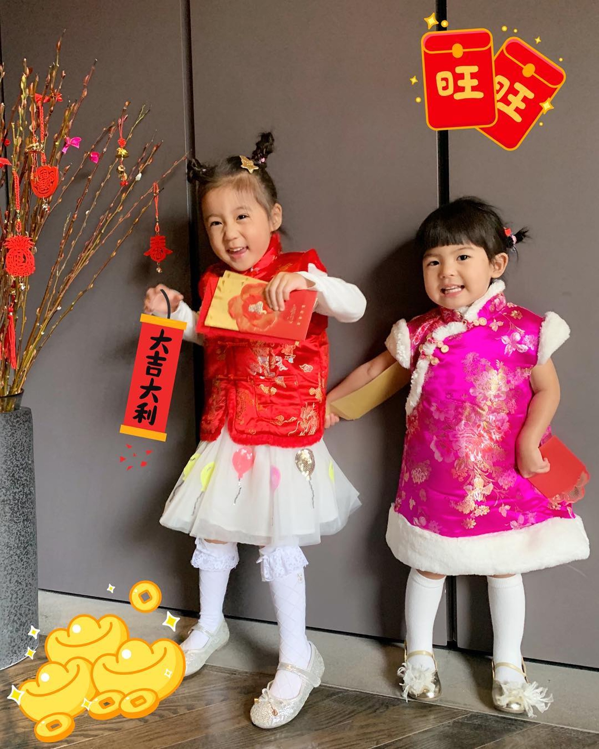 咘咘同Bo妞兩姊妹都繼承父母的優良基因,眼大大相當可愛。(IG圖片) 咘咘同Bo妞兩姊妹都繼承父母的優良基因,眼大大相當可愛。(IG圖片)