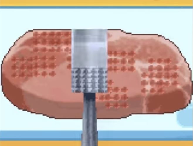 這個就是肉鎚，每次打機做到這個步驟都覺得很好玩！（《Cooking Mama》遊戲截圖）