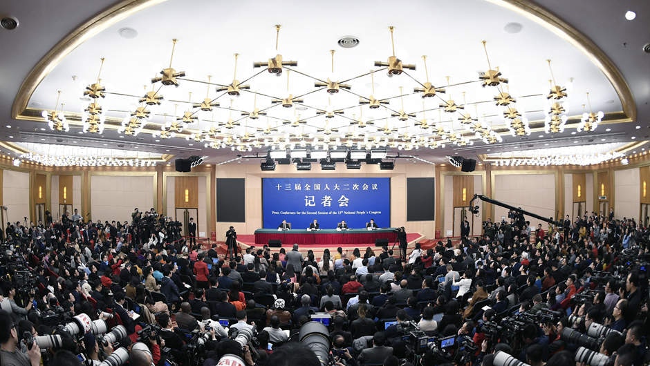 「中國的外交政策和對外關係」記者會現場。（新華社）