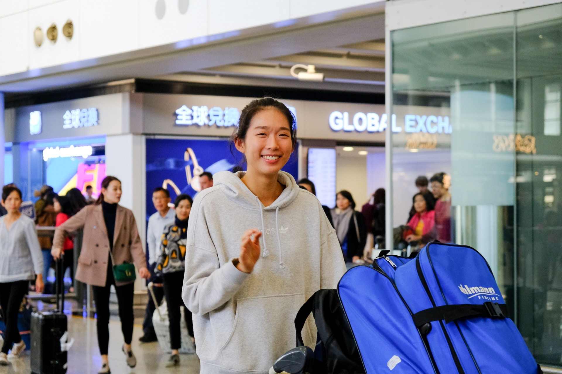 江旻憓首度登上女子重劍世界排名第一，完成布達佩斯賽後今日返港。（高詩琦攝）