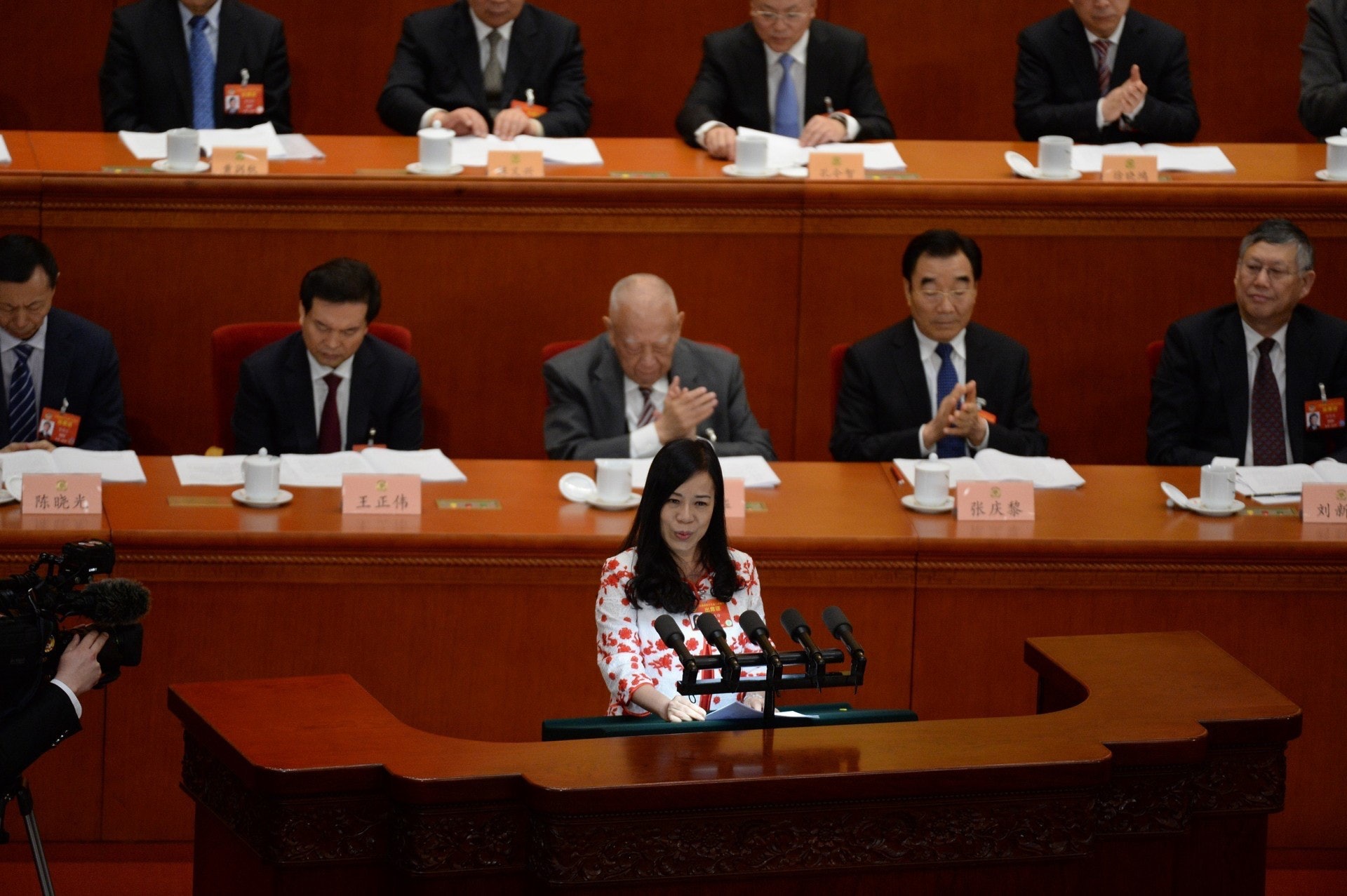 過去一周,爆紅了一名「平凡的台灣女孩」。來自香港中文大學的台籍港區全國政協委員凌友詩,於北京出席全國政協會議時,以「出眾」的朗讀技巧發表期待兩岸統一的演辭,獲得全場13次掌聲。(VCG)