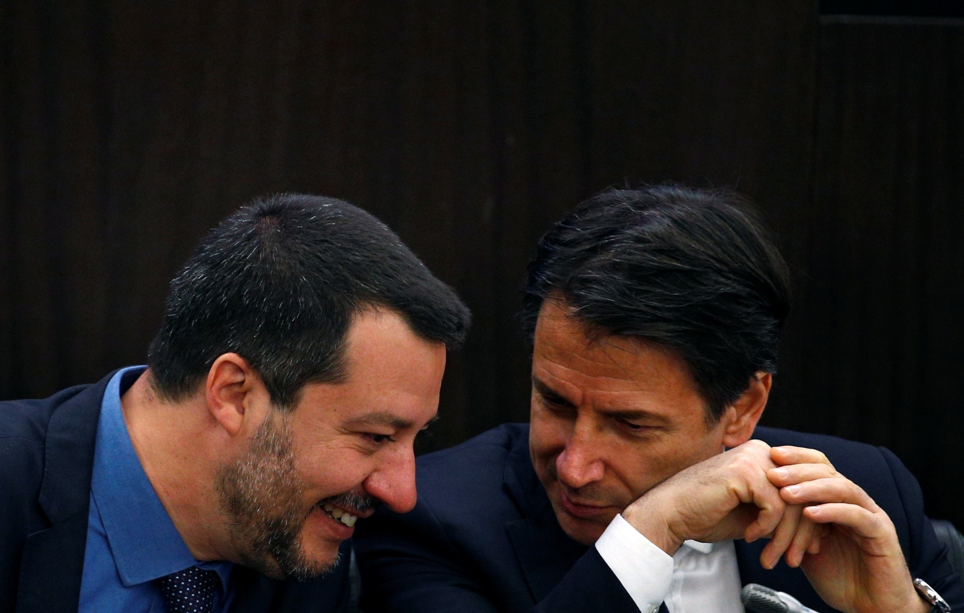 從副總理薩爾維尼（Matteo Salvini，左）、副總理馬約（Luigi Di Maio）到總理孔特（Giuseppe Conte，右），意大利官方對一帶一路皆持正面態度。（路透社）