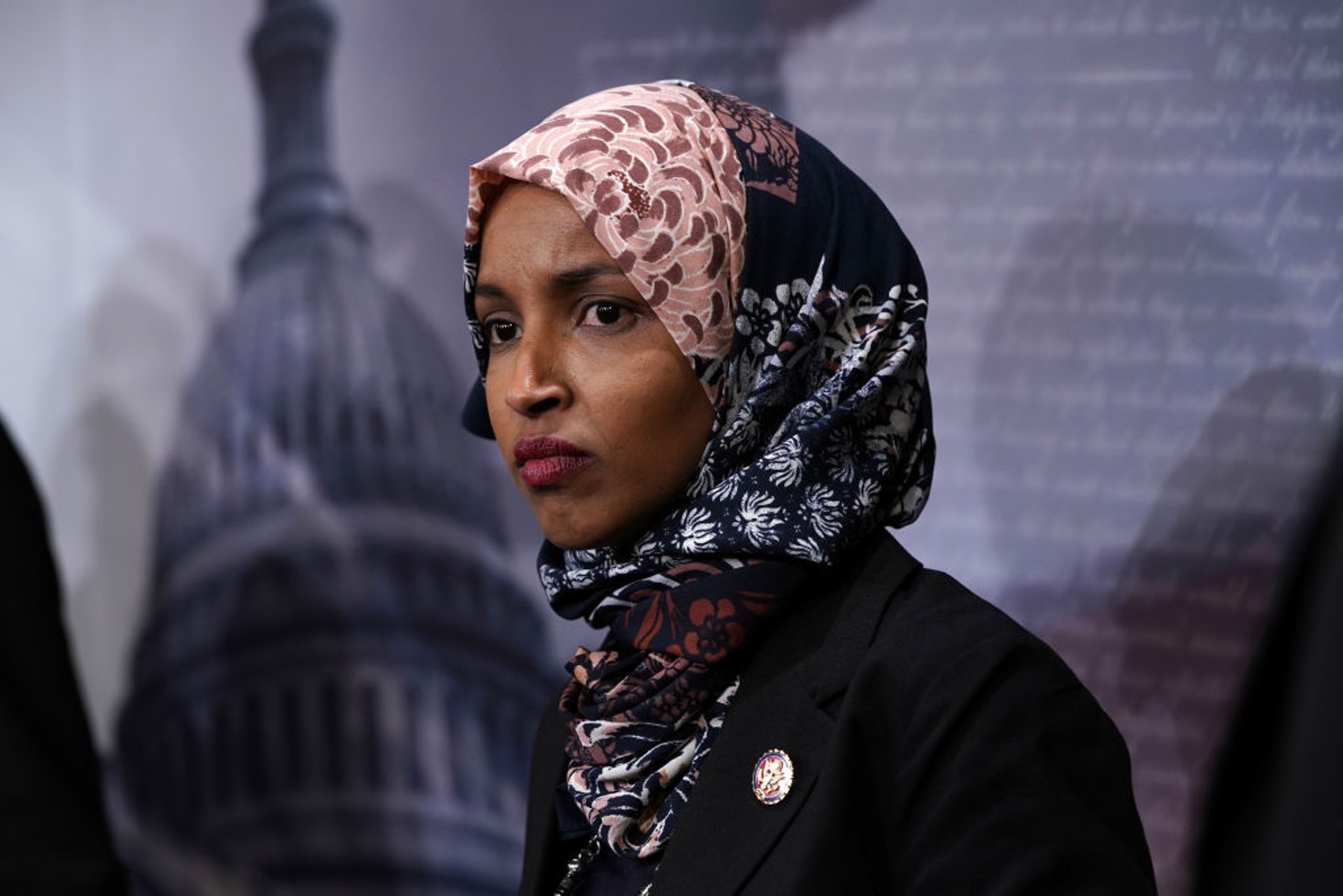 美國眾議院首位索馬里裔穆斯林議員奧馬爾(Ilhan Omar)。(Getty Images)