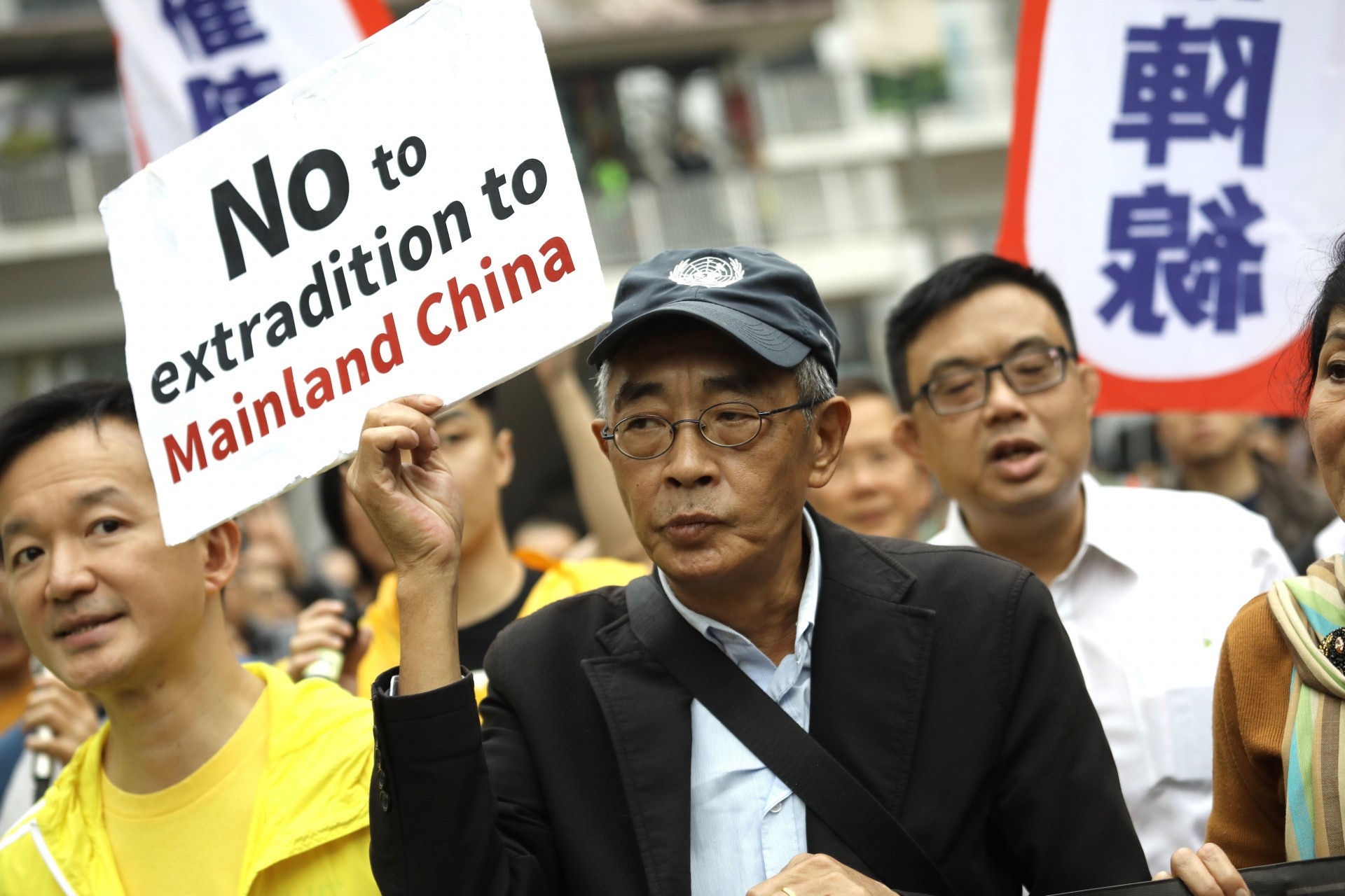 銅鑼灣書店店長林榮基亦有出席遊行。(盧翊銘攝) 銅鑼灣書店店長林榮基亦有出席遊行。(盧翊銘攝)