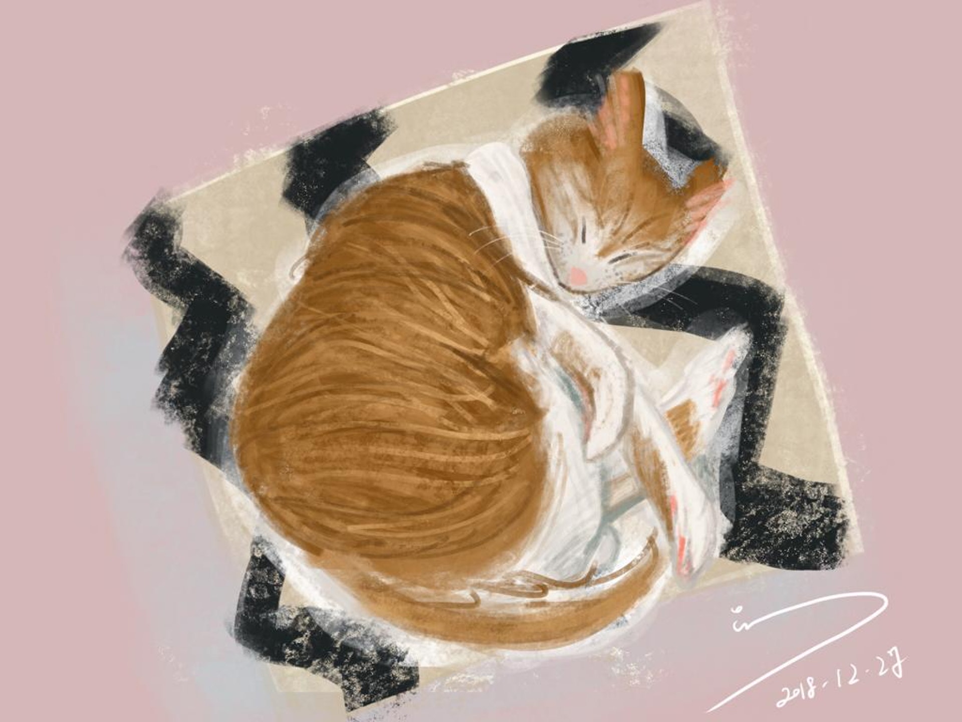 喜歡繪畫的貓主ICY為愛貓芒果繪畫。(受訪者提供) 喜歡繪畫的貓主ICY為愛貓芒果繪畫。(受訪者提供)