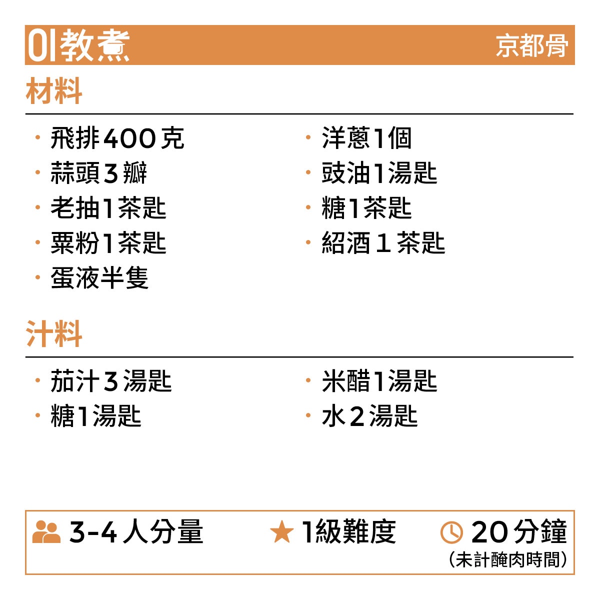 京都骨食譜 酸甜醒胃嫩滑軟腍腍最好用邊部位