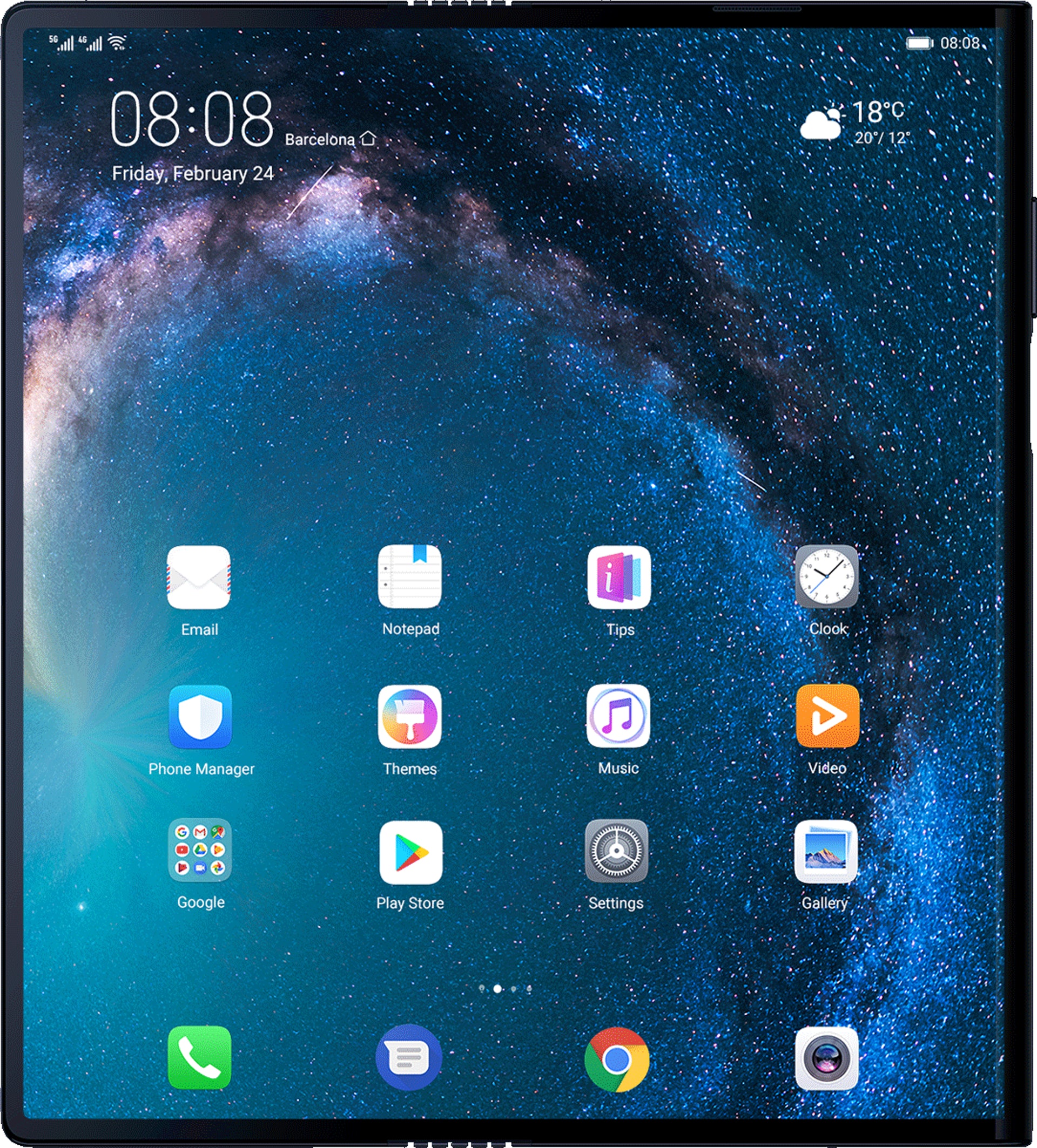 Huawei Mate X 屏幕可以展開使用,為用家提供大屏幕操作體驗。 Huawei Mate X 屏幕可以展開使用,為用家提供大屏幕操作體驗。