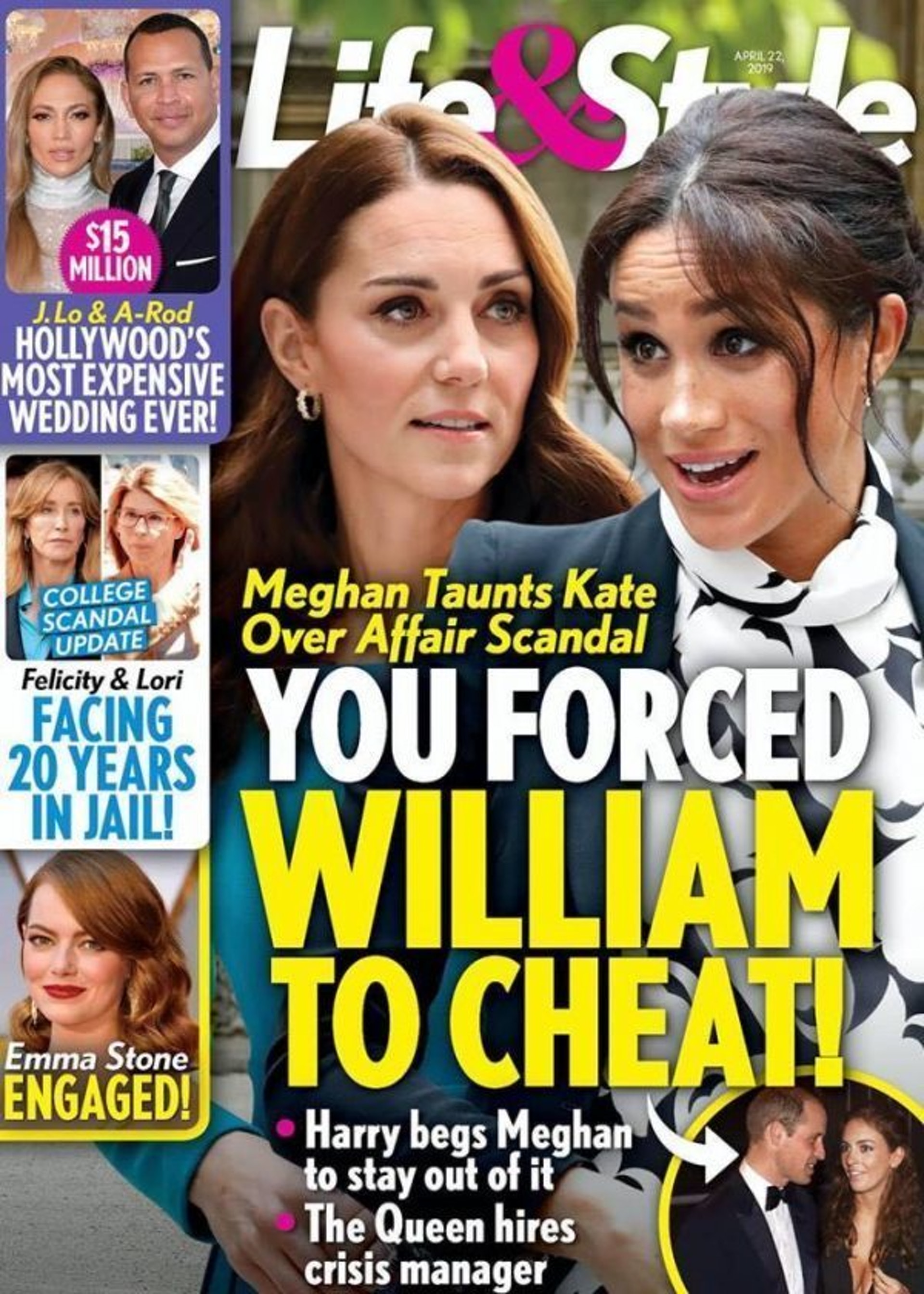 美國八卦雜誌大肆報導威廉王子背妻偷食的傳聞,同時指梅根與凱特妯娌不和(Life & Style封面) 美國八卦雜誌大肆報導威廉王子背妻偷食的傳聞,同時指梅根與凱特妯娌不和(Life & Style封面)